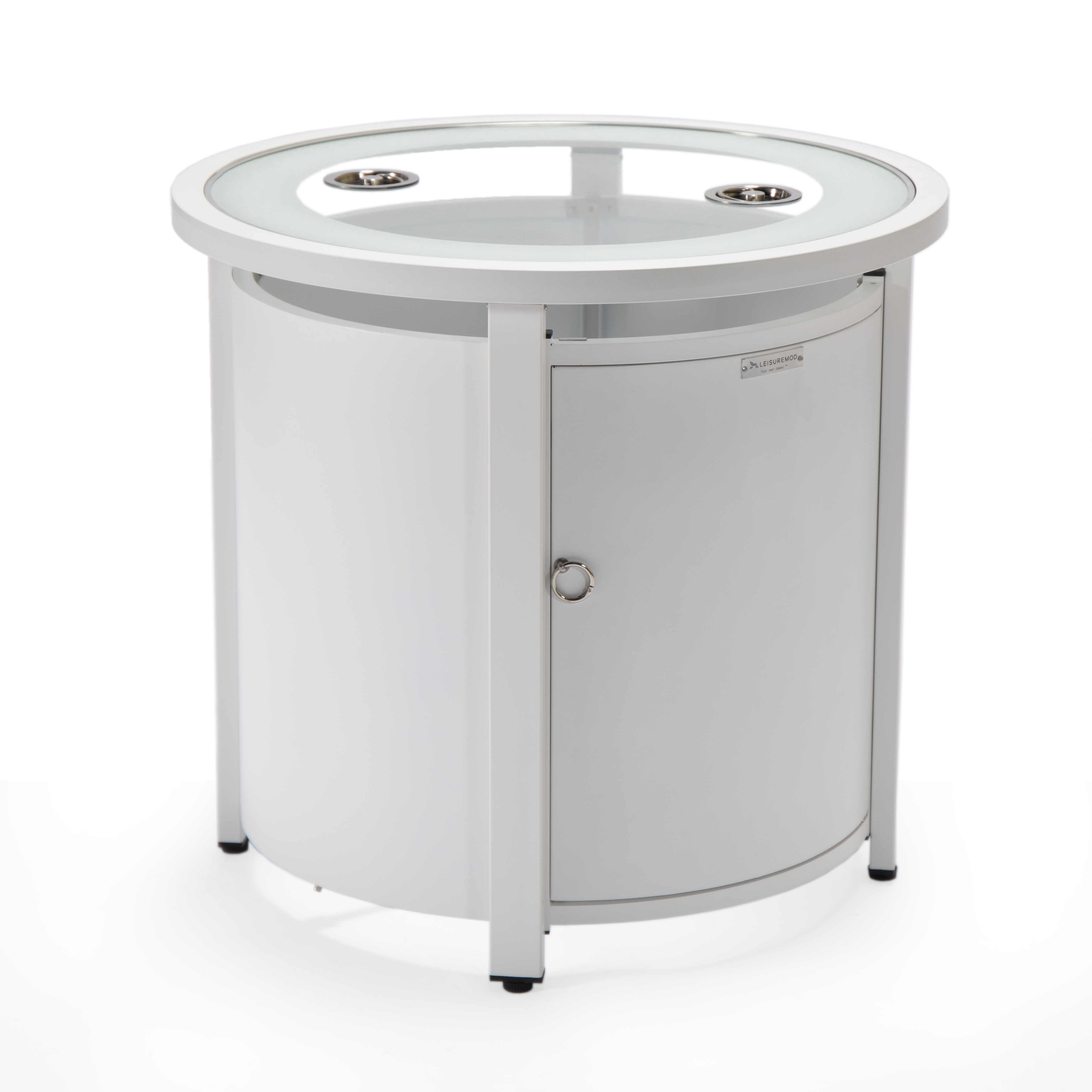 LeisureMod Walbrooke White Patio Round Tank Holder