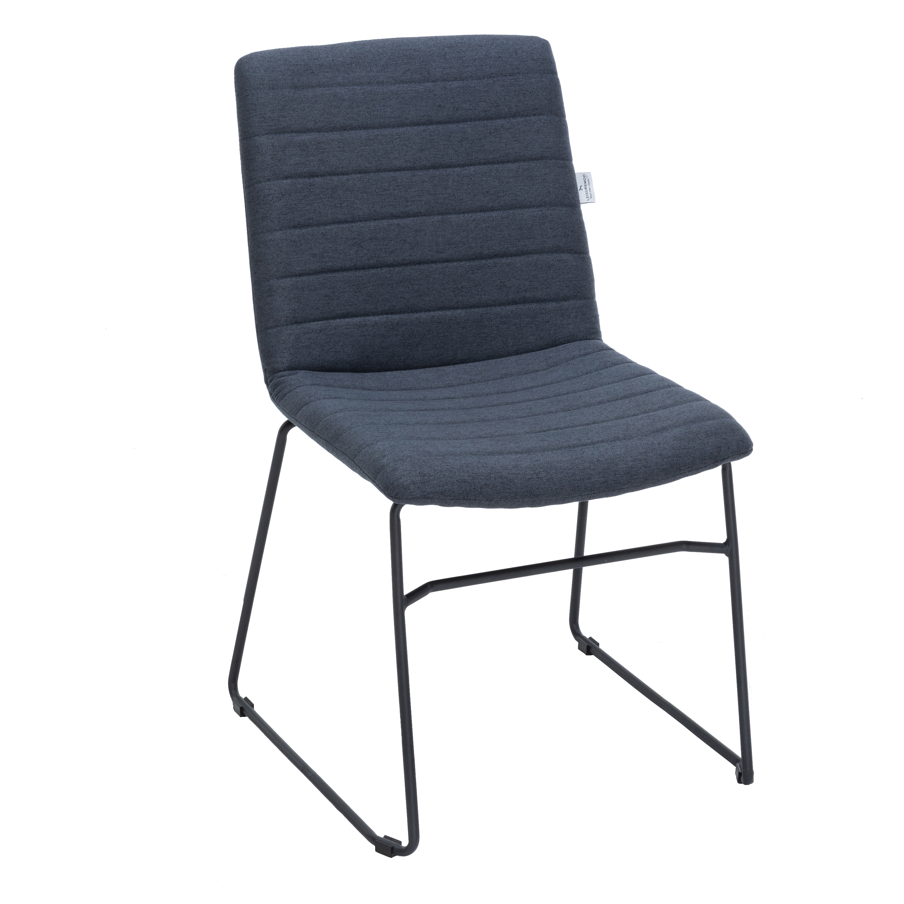 LeisureMod Zylar Dark Blue Fabric Office Guest Chair