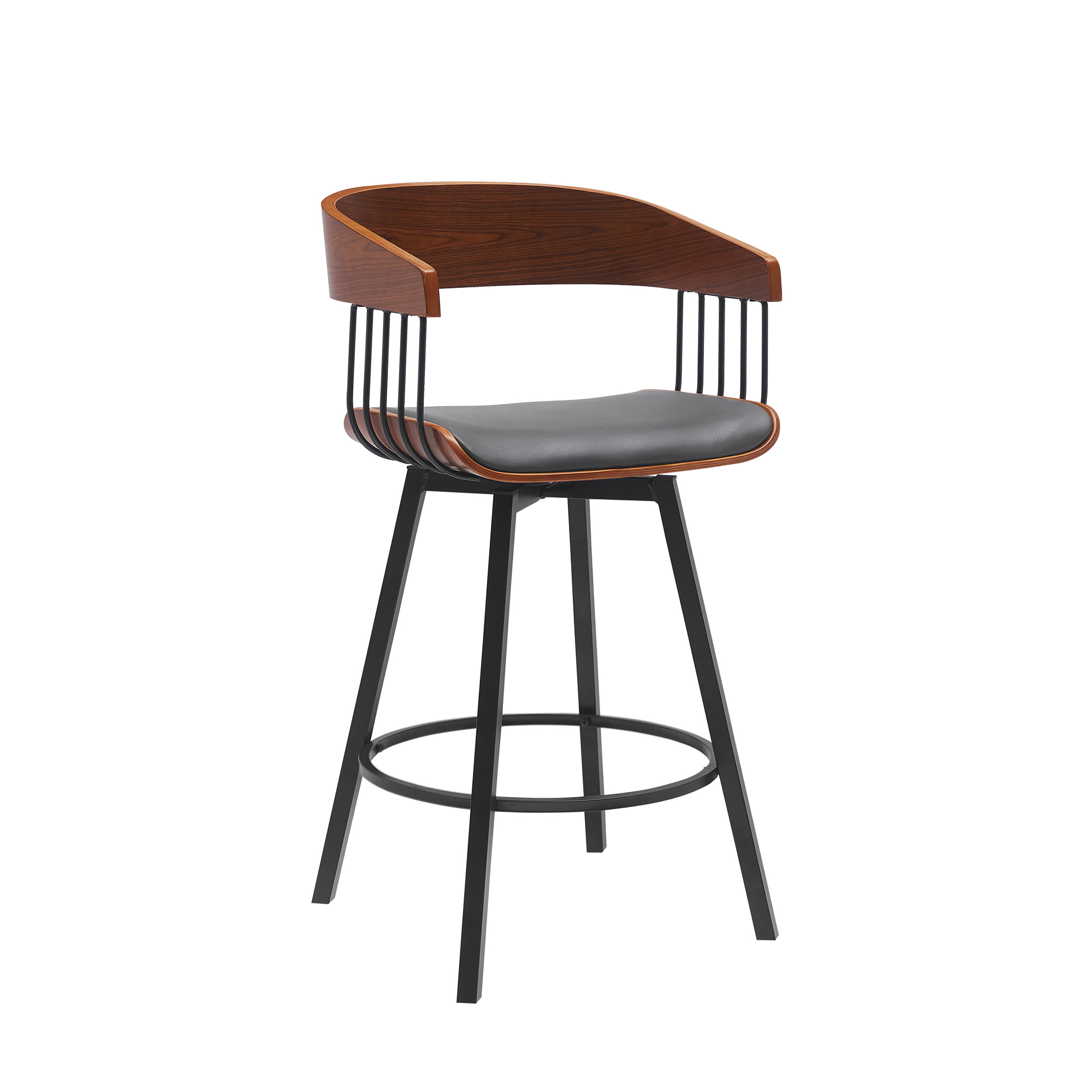Luxur Living Ankhali Walnut Gray 27 Inch Swivel Counter Stool