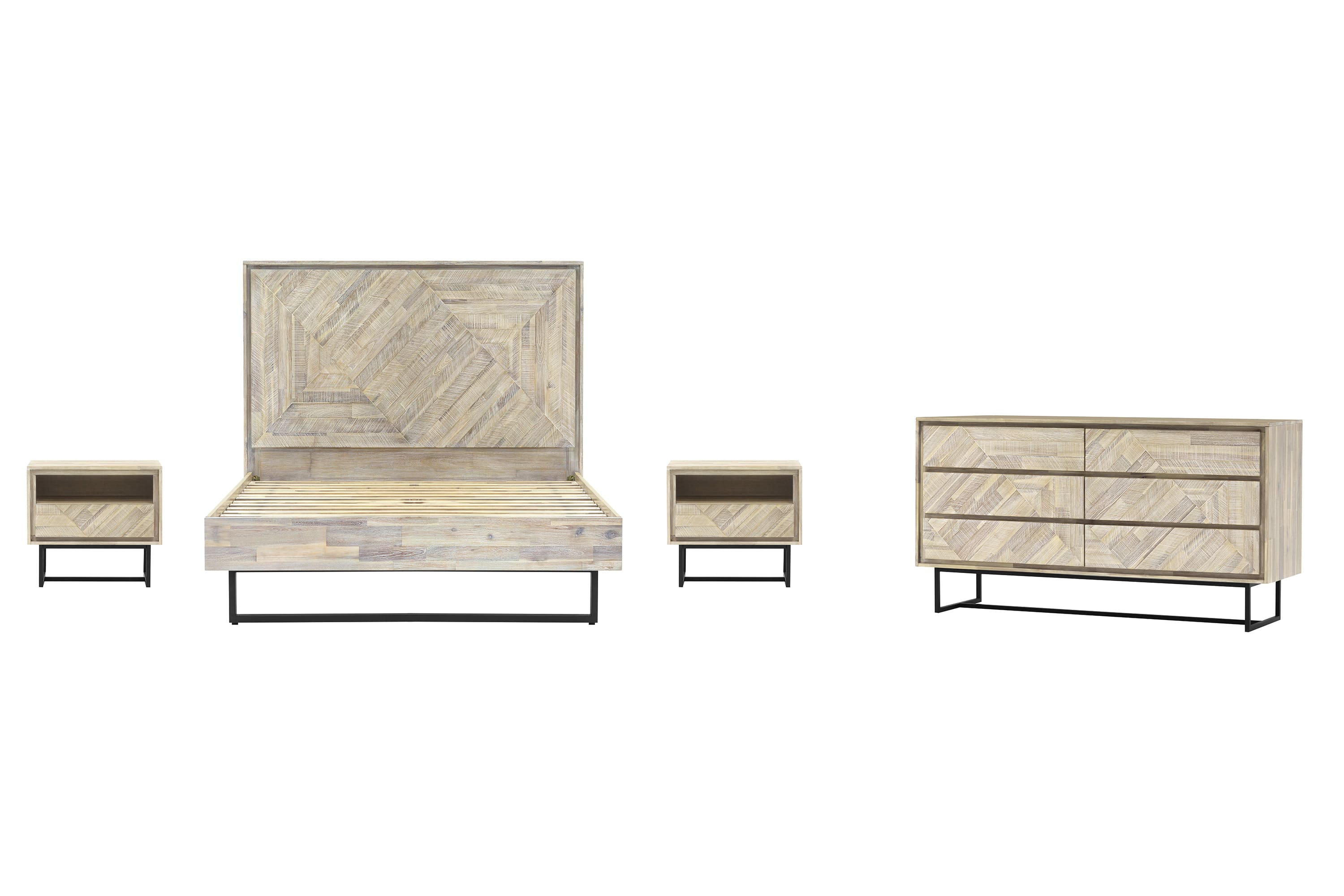 Luxur Living Incha Natural 4pc Queen Bedroom Set
