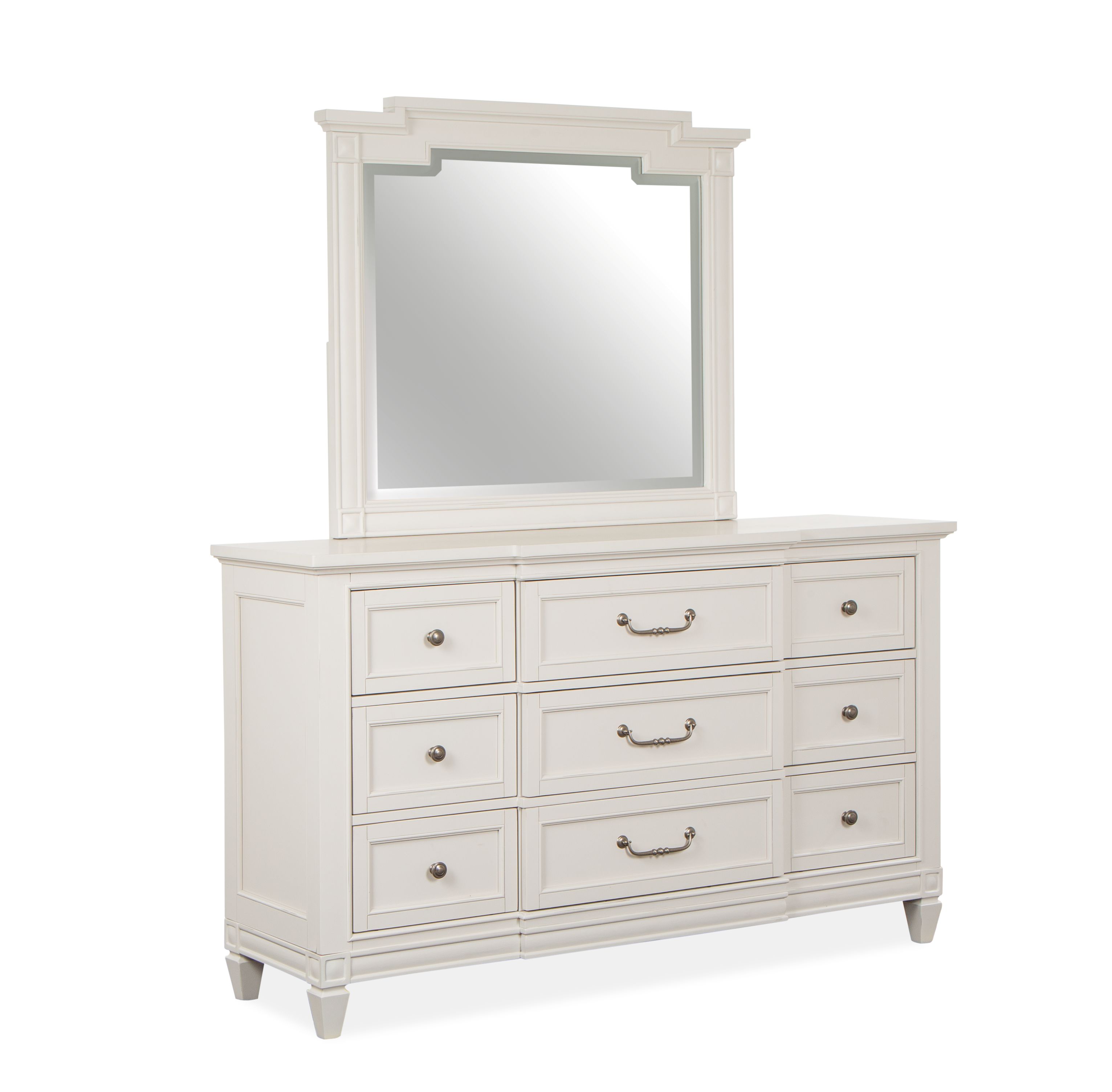 Magnussen Home Willowbrook Egg Shell White Drawers Dresser and Landscape Mi...