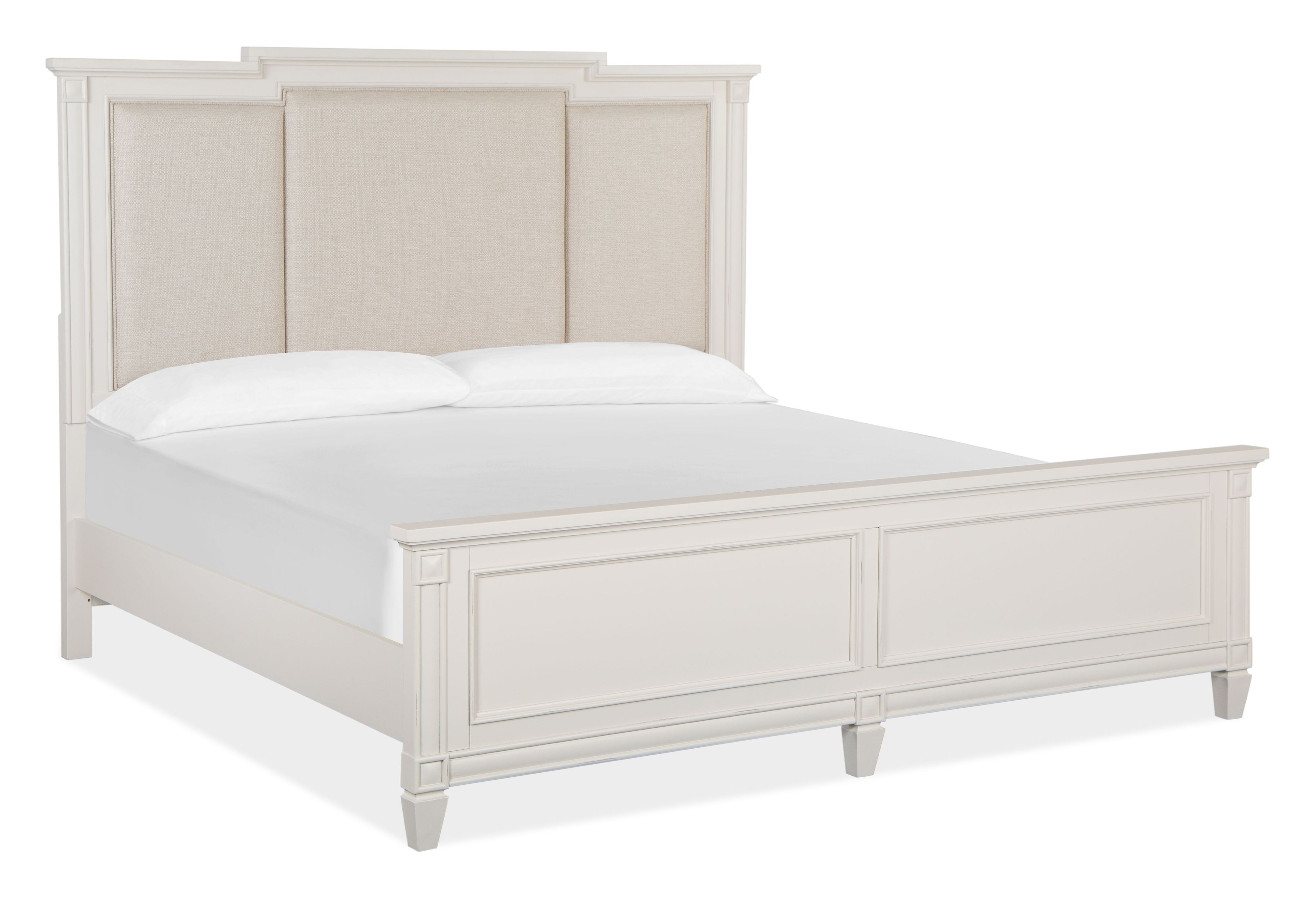 Magnussen Home Willowbrook Egg Shell White Cal King Panel Upholstered Bed