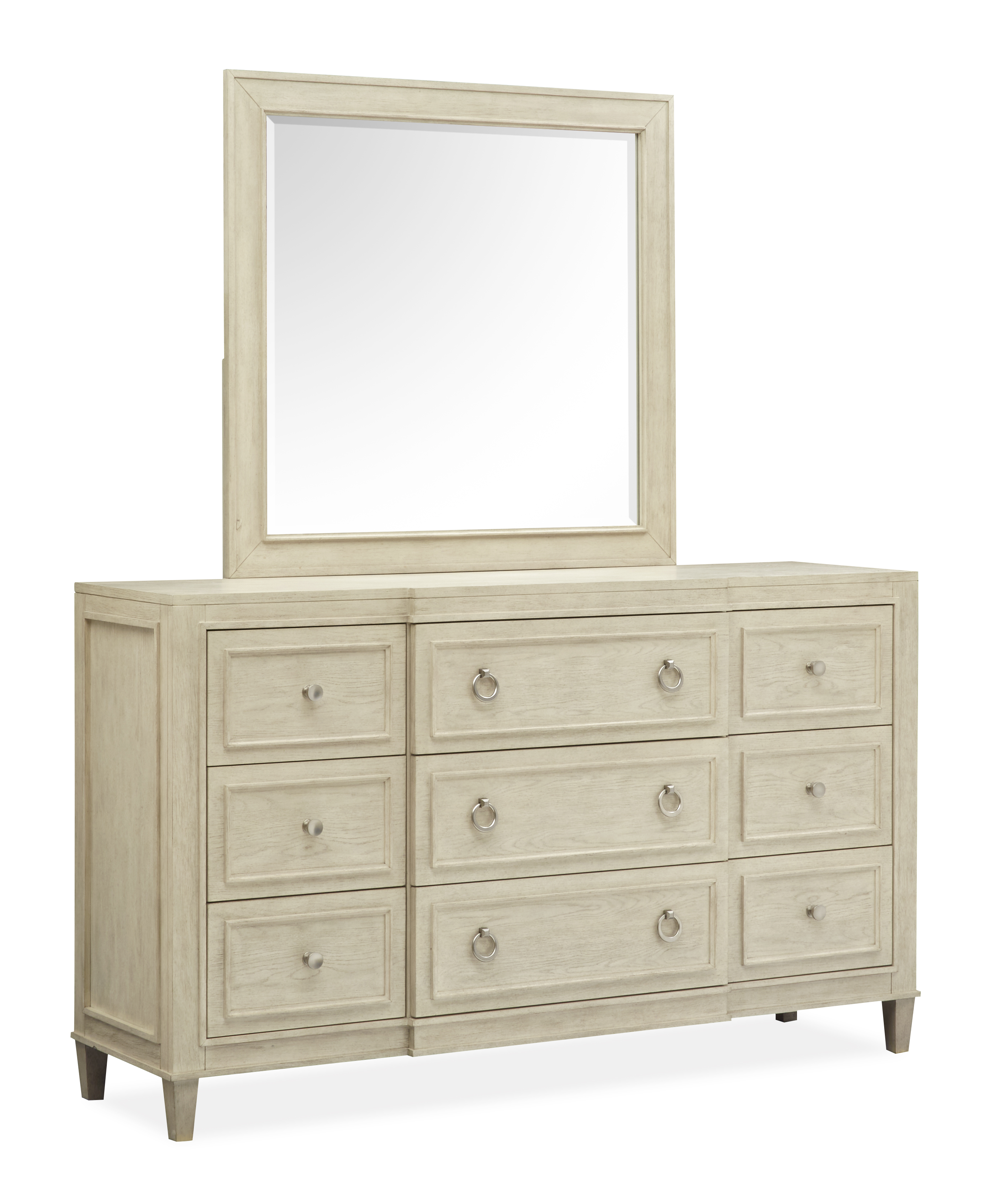 Magnussen Home Sheridan Limestone Drawers Dresser and Landscape Mirror