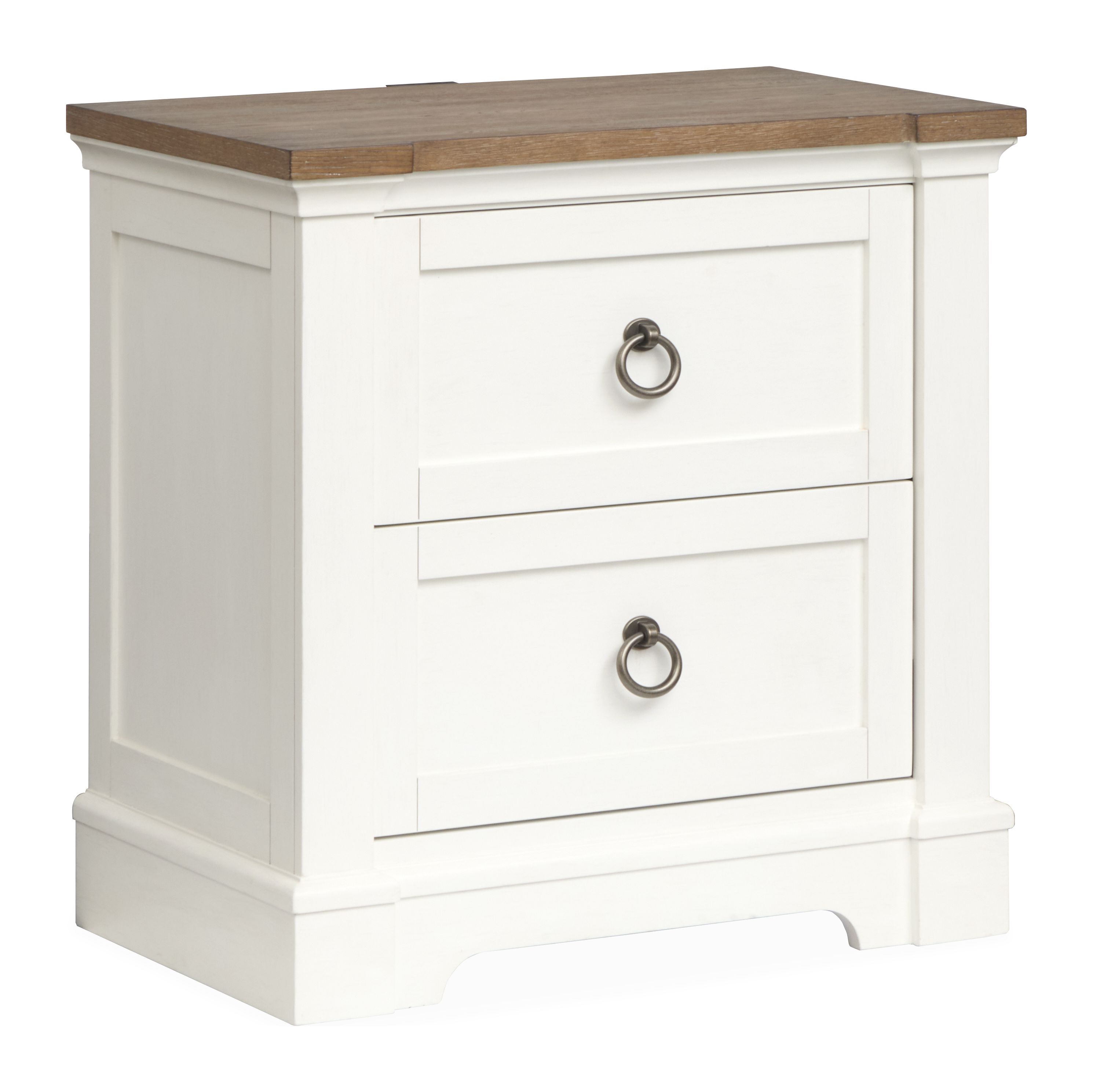 Magnussen Home Kingston Whisper White Nutmeg Drawers Nightstand