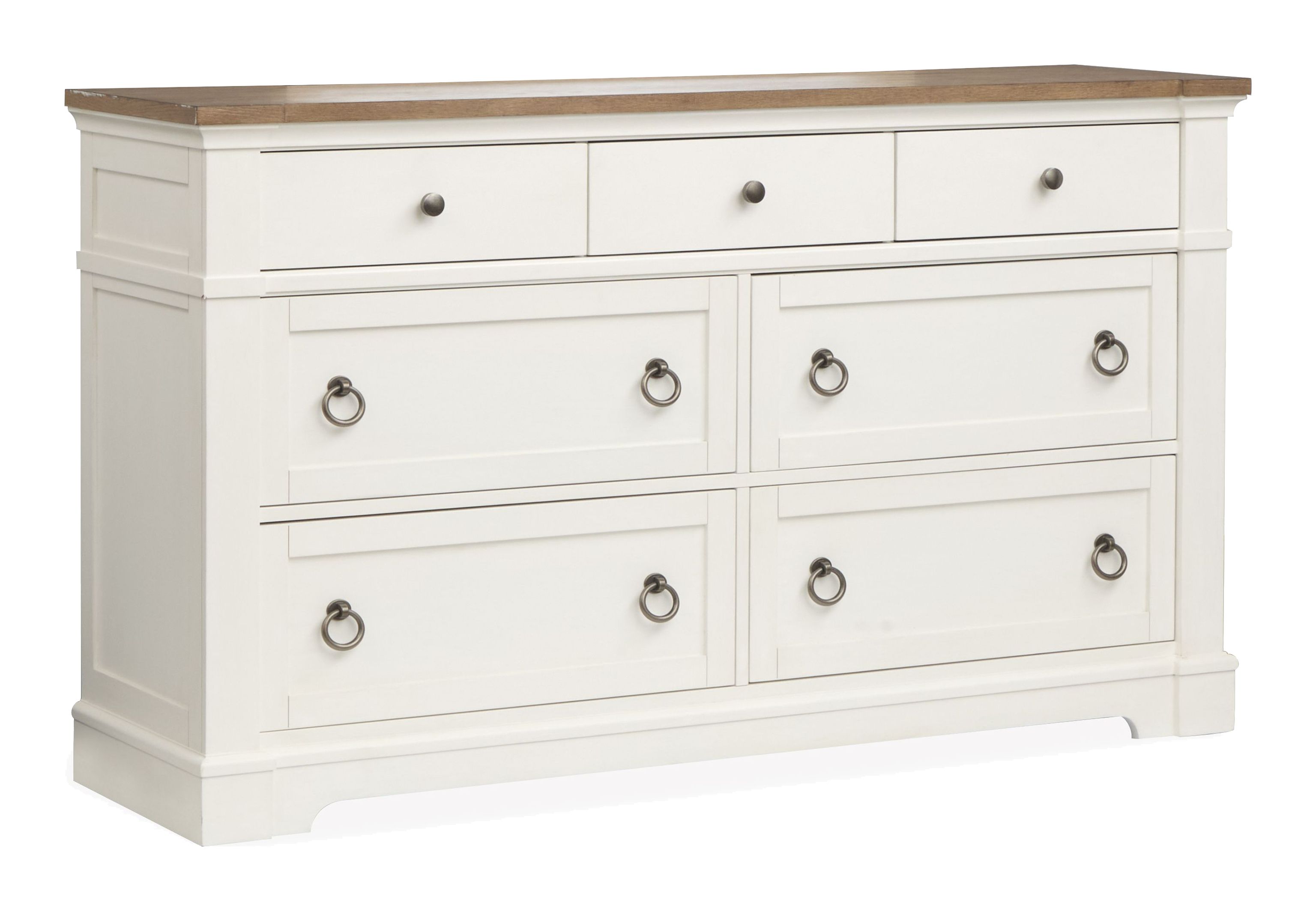 Magnussen Home Kingston Whisper White Nutmeg Drawers Dresser