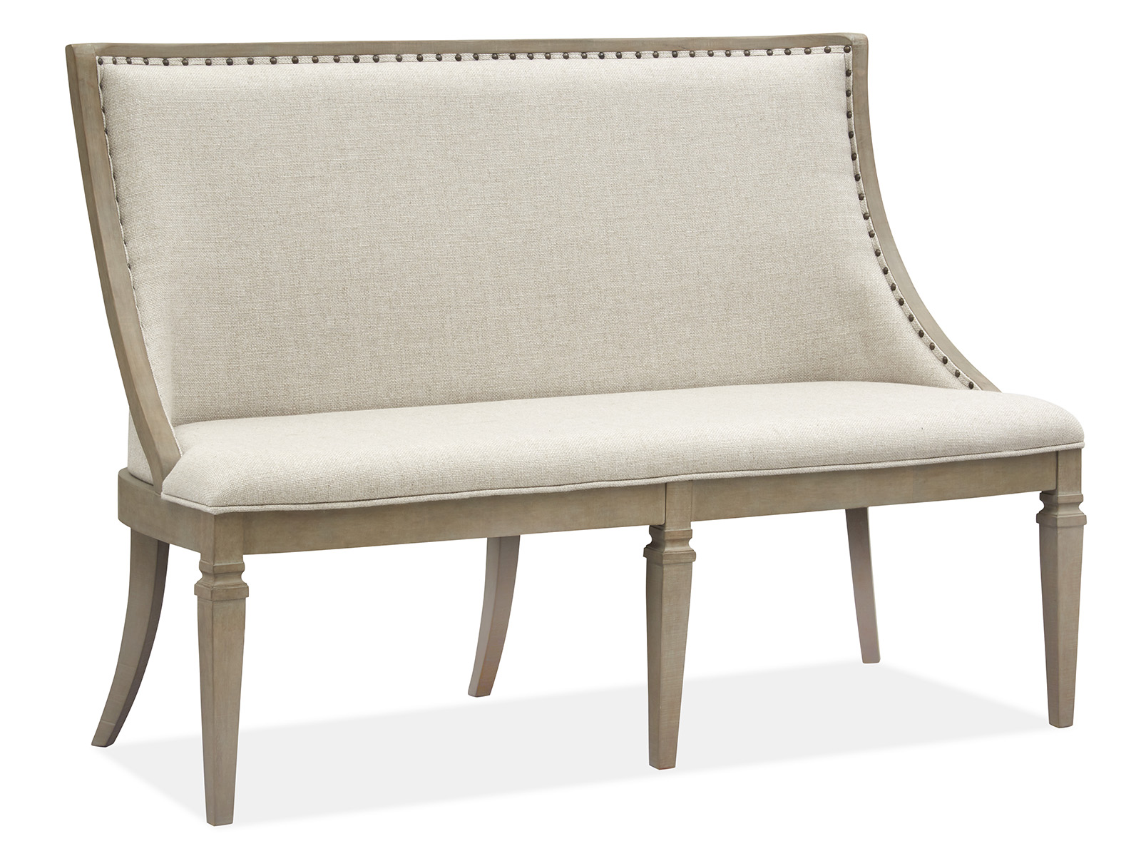 Magnussen Home Lancaster Wood Bench with Upholstered Seat and Back