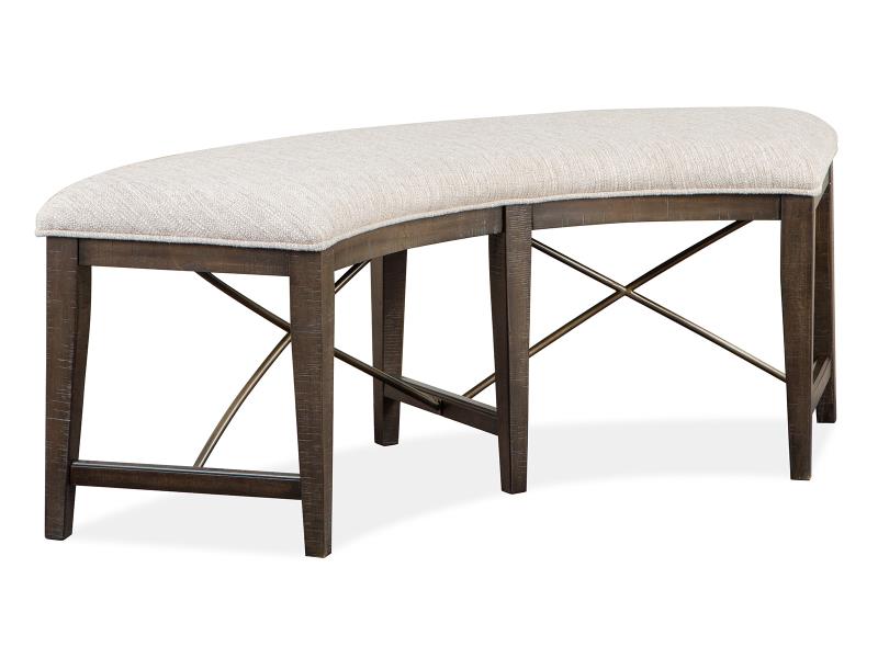 Magnussen Home Westley Falls Graphite Baja Fog Upholstered Curved Bench