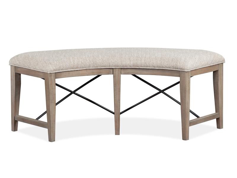 Magnussen Home Paxton Place Dovetail Grey Baja Fog Upholstered Curved Bench