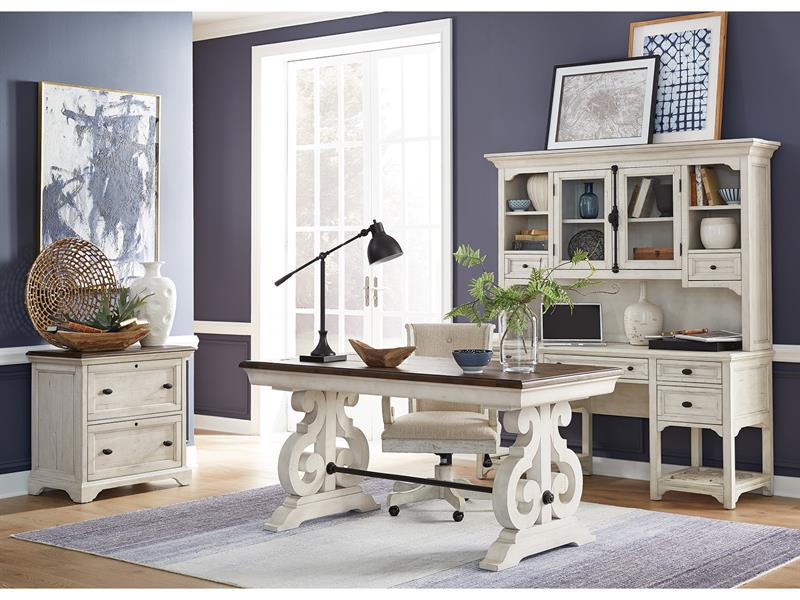 Magnussen Home Bronwyn Wood 4pc Office Furniture Set With File Cabinet