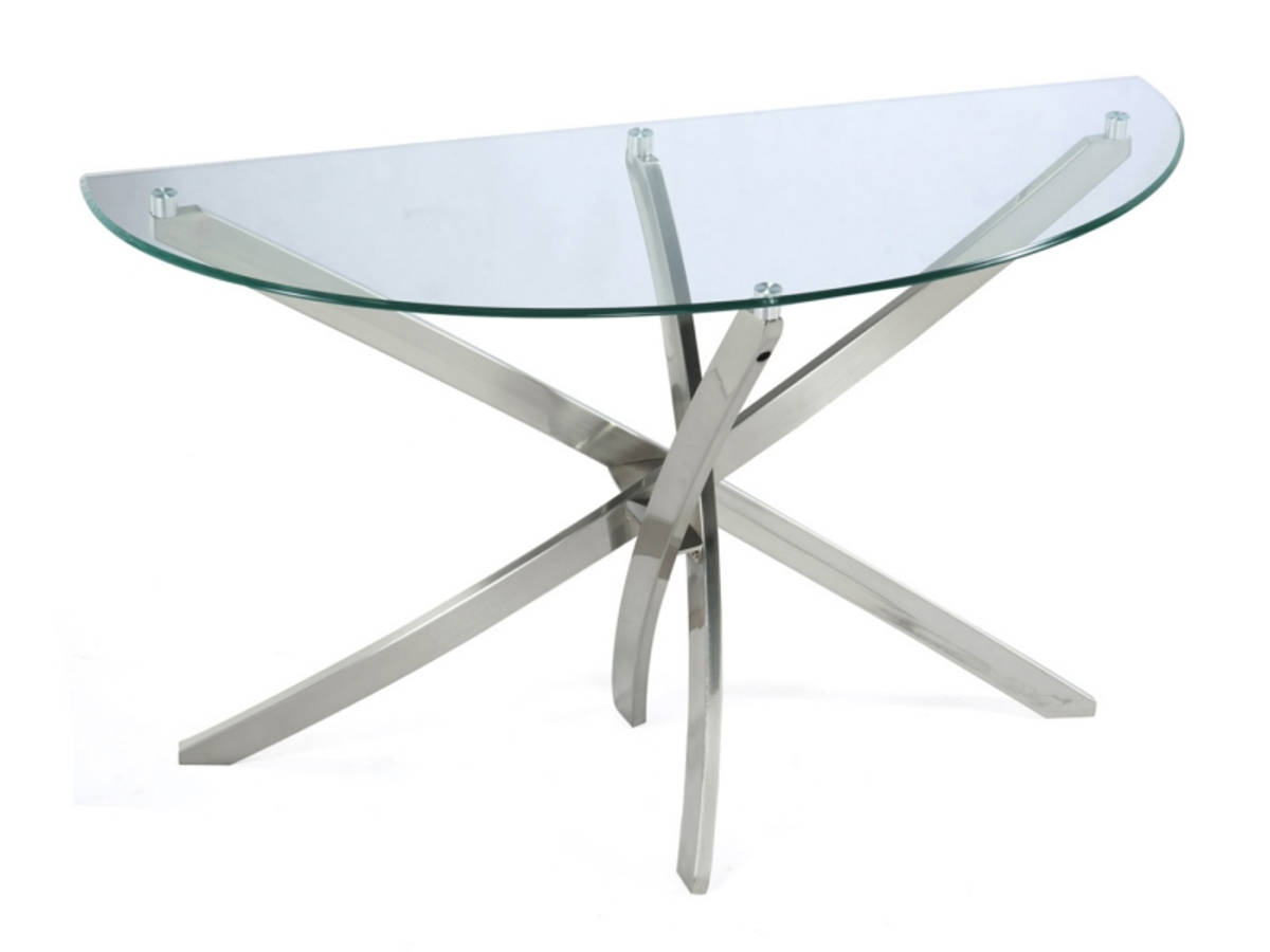 Magnussen Home Zila Nickel Demilune Sofa Table
