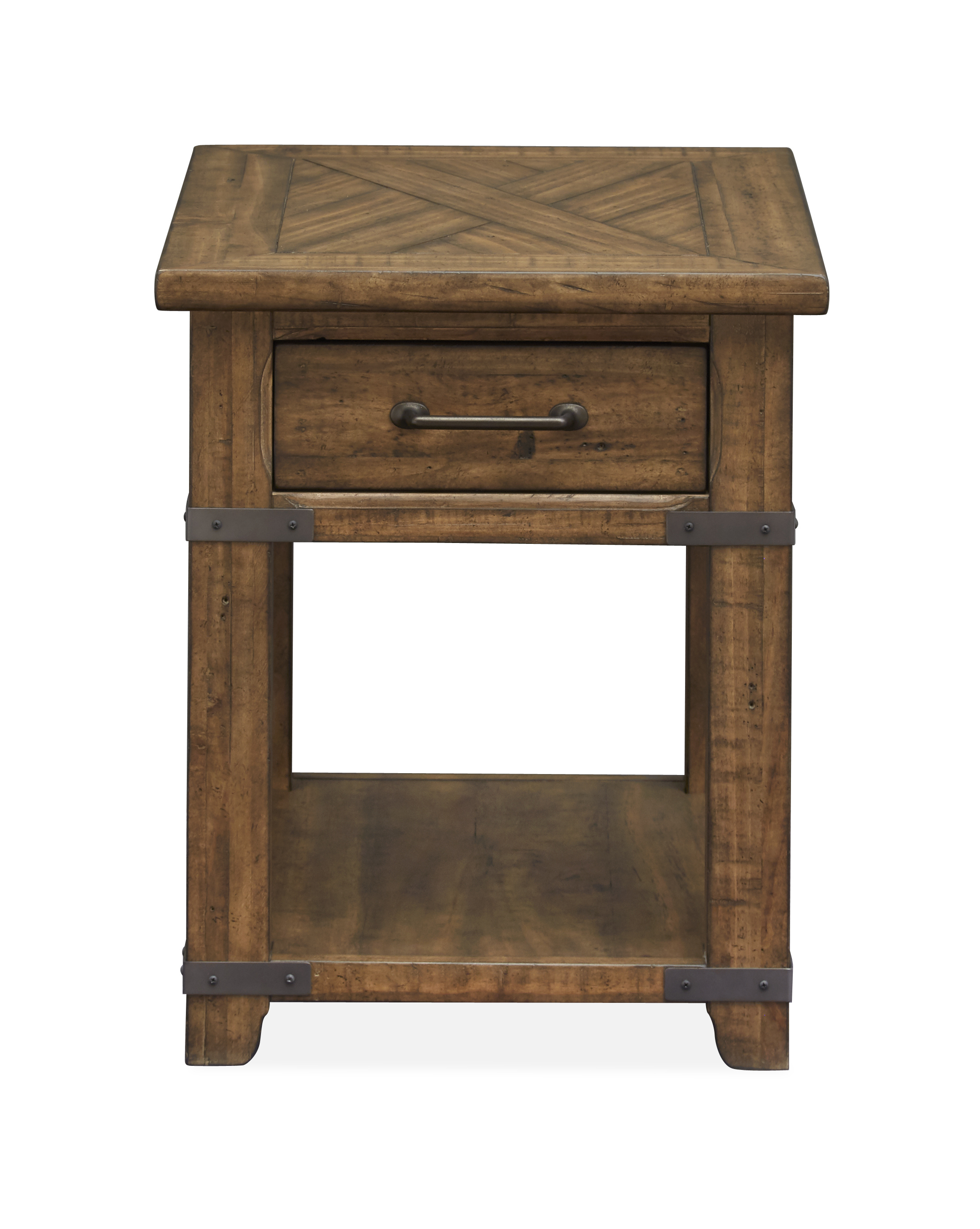 Magnussen Home Chesterfield Farmhouse Timber Rectangular End Table