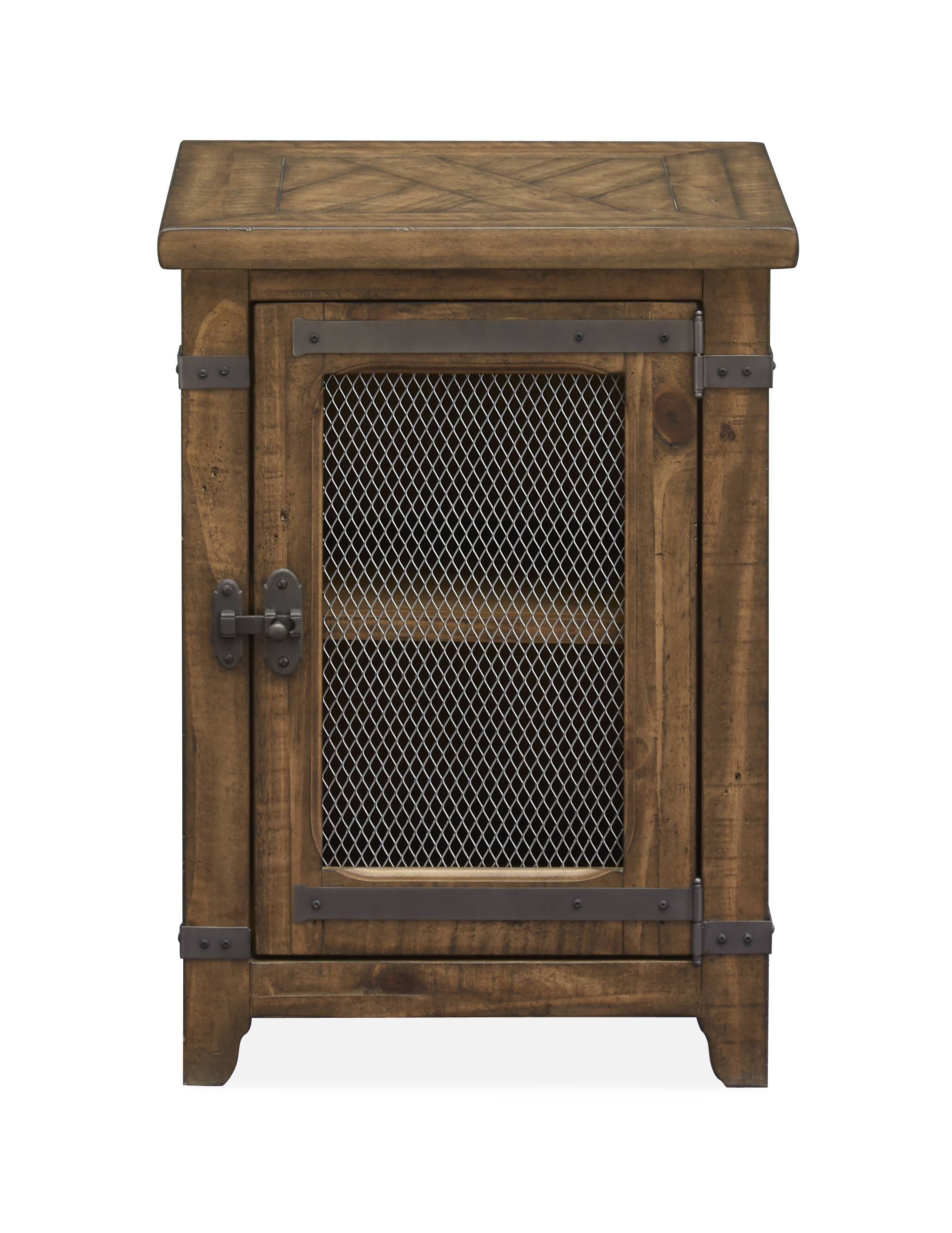 Magnussen Home Chesterfield Farmhouse Timber Chairside End Table