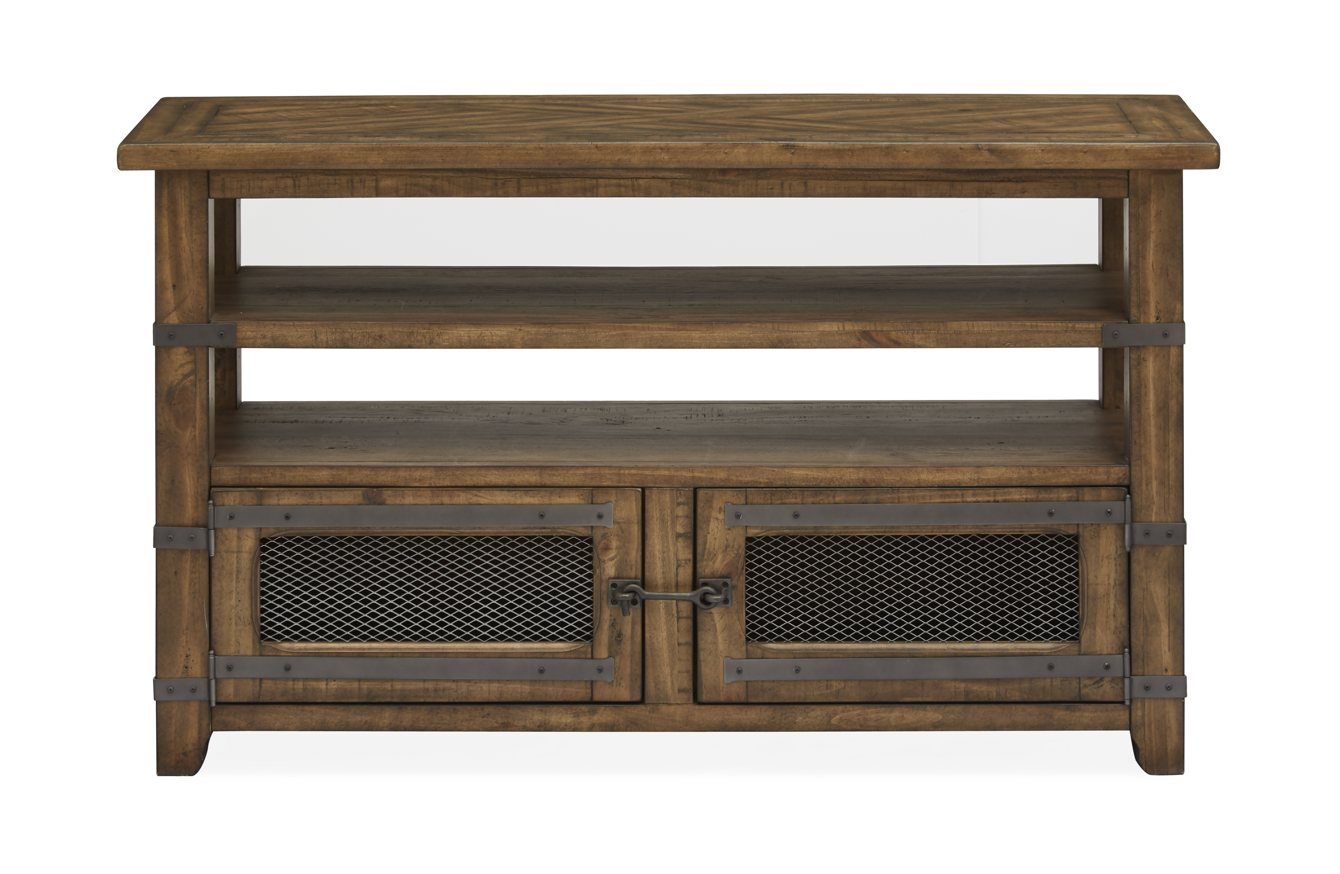 Magnussen Home Chesterfield Farmhouse Timber Rectangular Sofa Table
