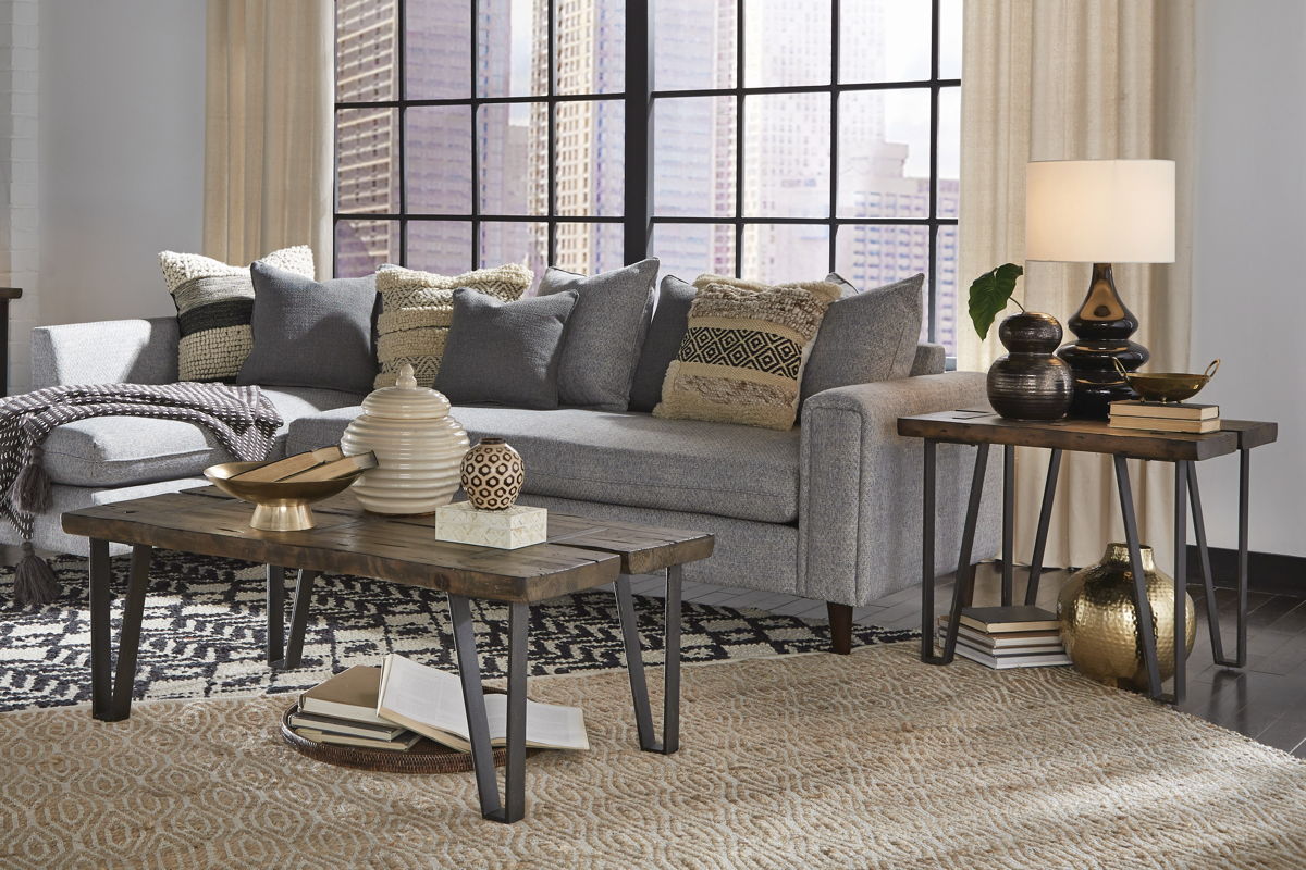 Magnussen Home Dartmouth Sawmill Galvanized Steel 3pc Coffee Table Set
