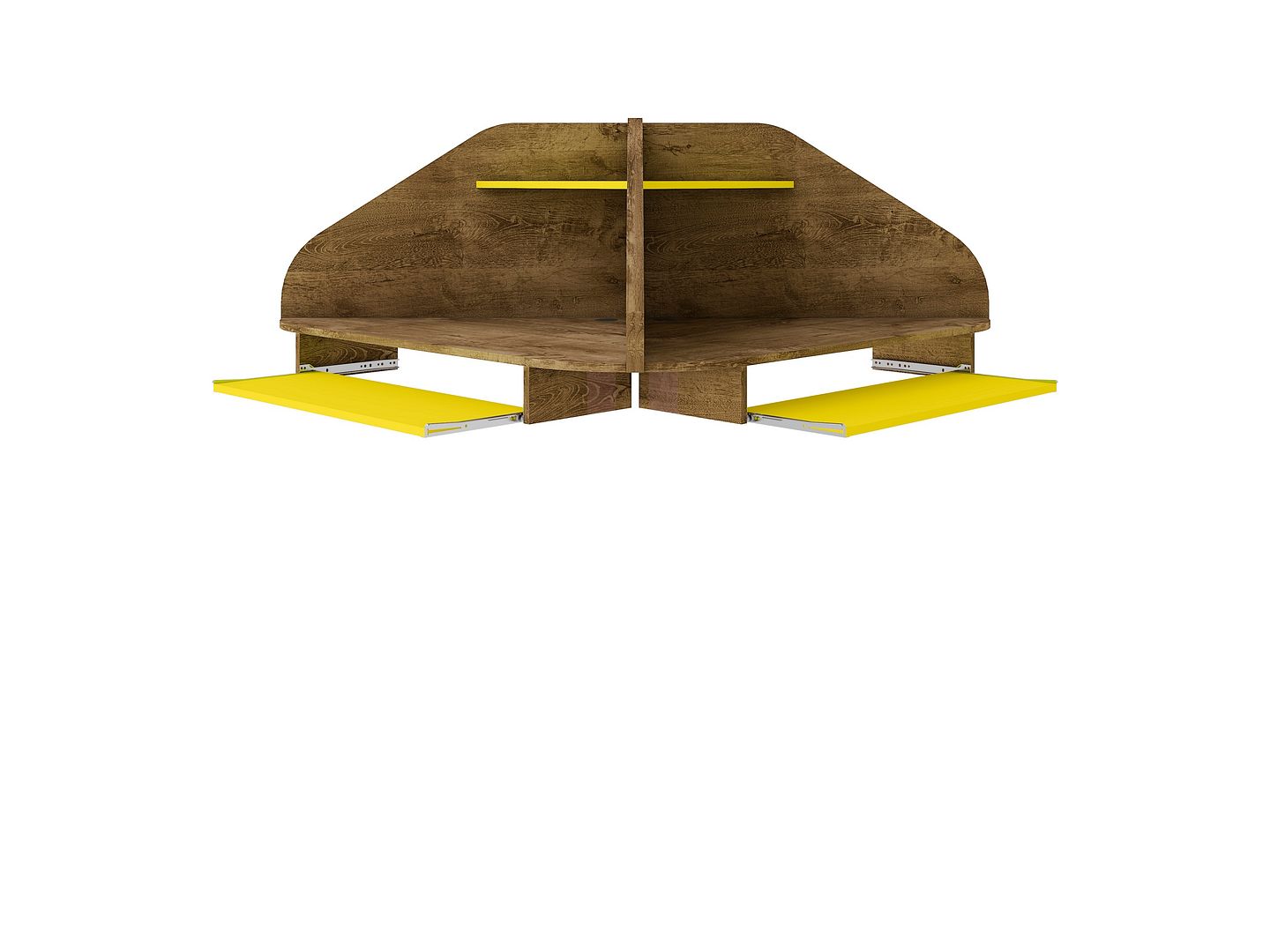 2 Manhattan Comfort Bradley Rustic Brown Yellow Floating Corner Desks with ...