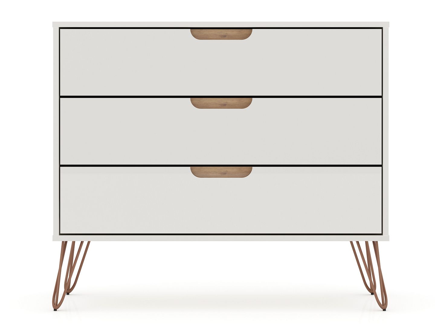 Manhattan Comfort Rockefeller Off White Nature 3 Drawers Dresser