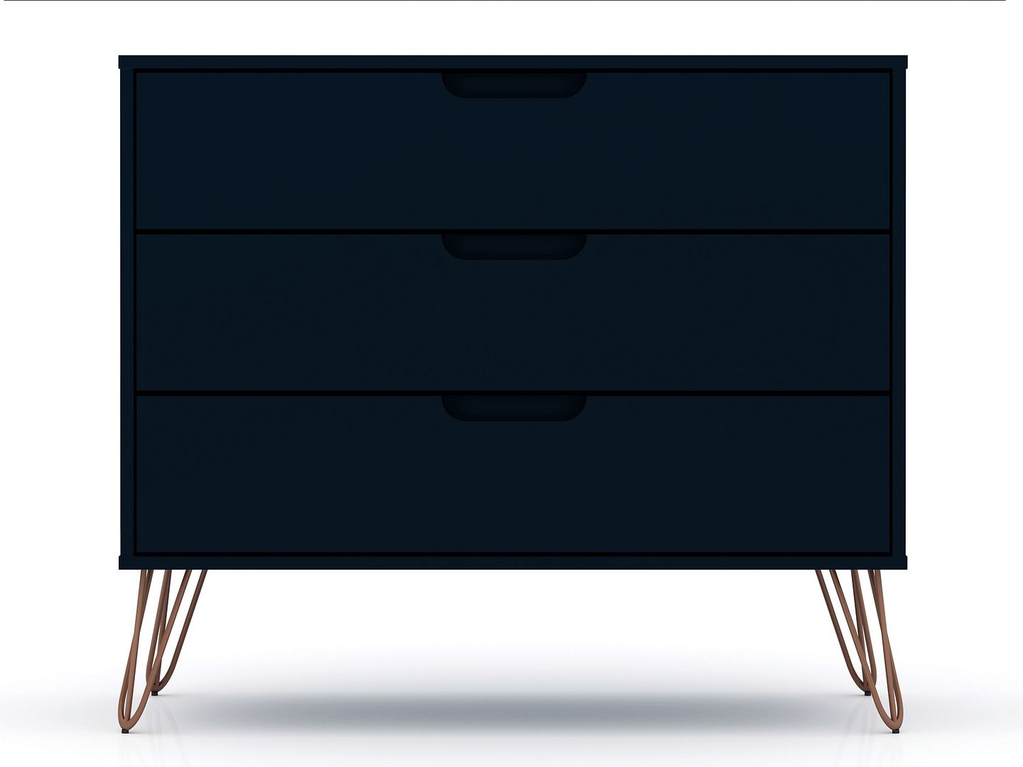 Manhattan Comfort Rockefeller Midnight Blue 3 Drawers Dresser