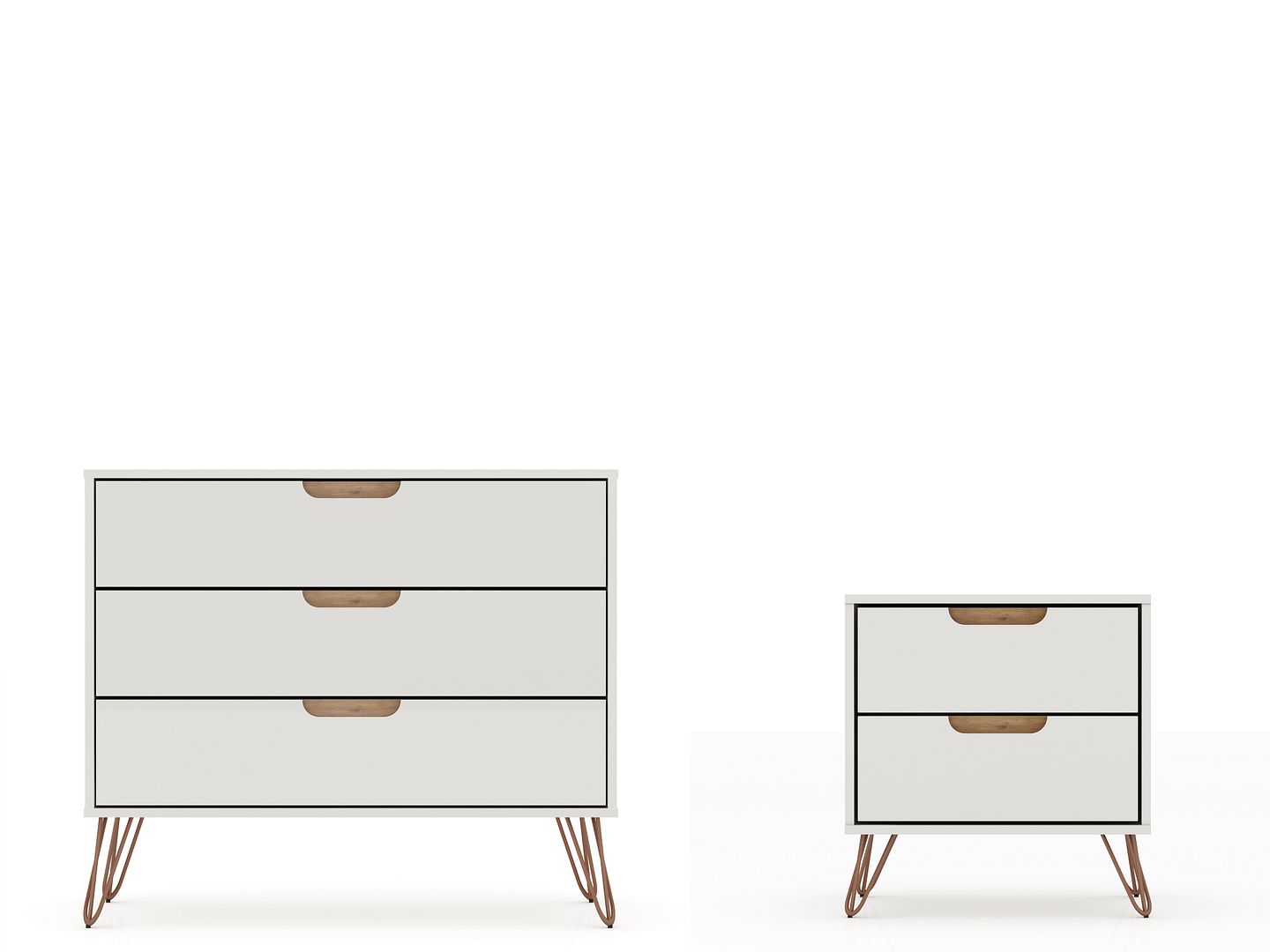 Manhattan Comfort Rockefeller Off White Nature 2pc Dresser and Night Stand ...