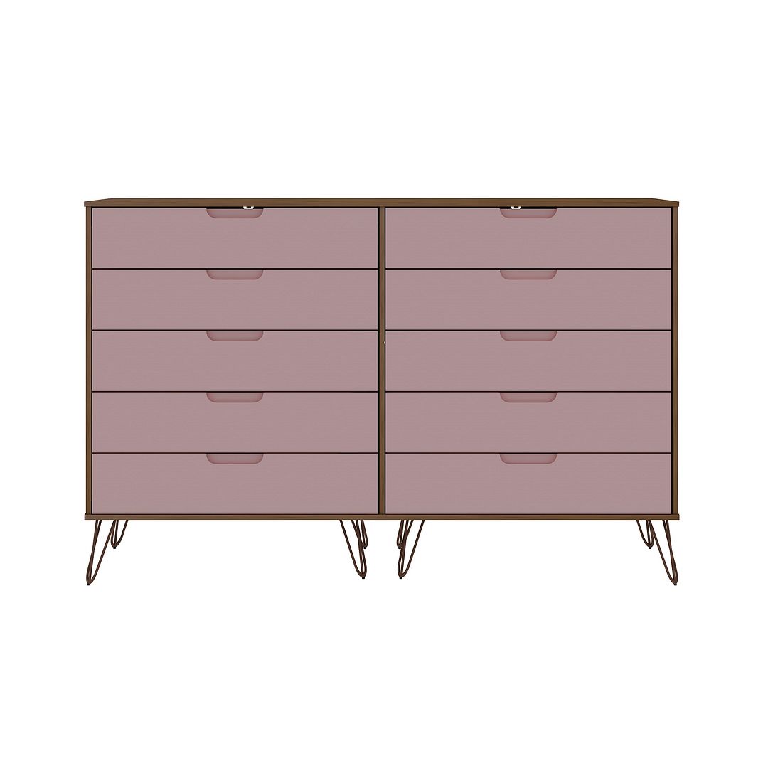 Manhattan Comfort Rockefeller Nature Rose Pink 10 Drawers Double Tall Dress...