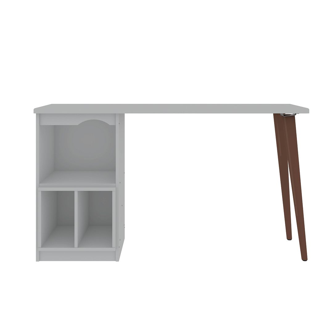 Manhattan Comfort Hampton White 53.54 Inch Home Office Desk with 3 Cubby Sp...