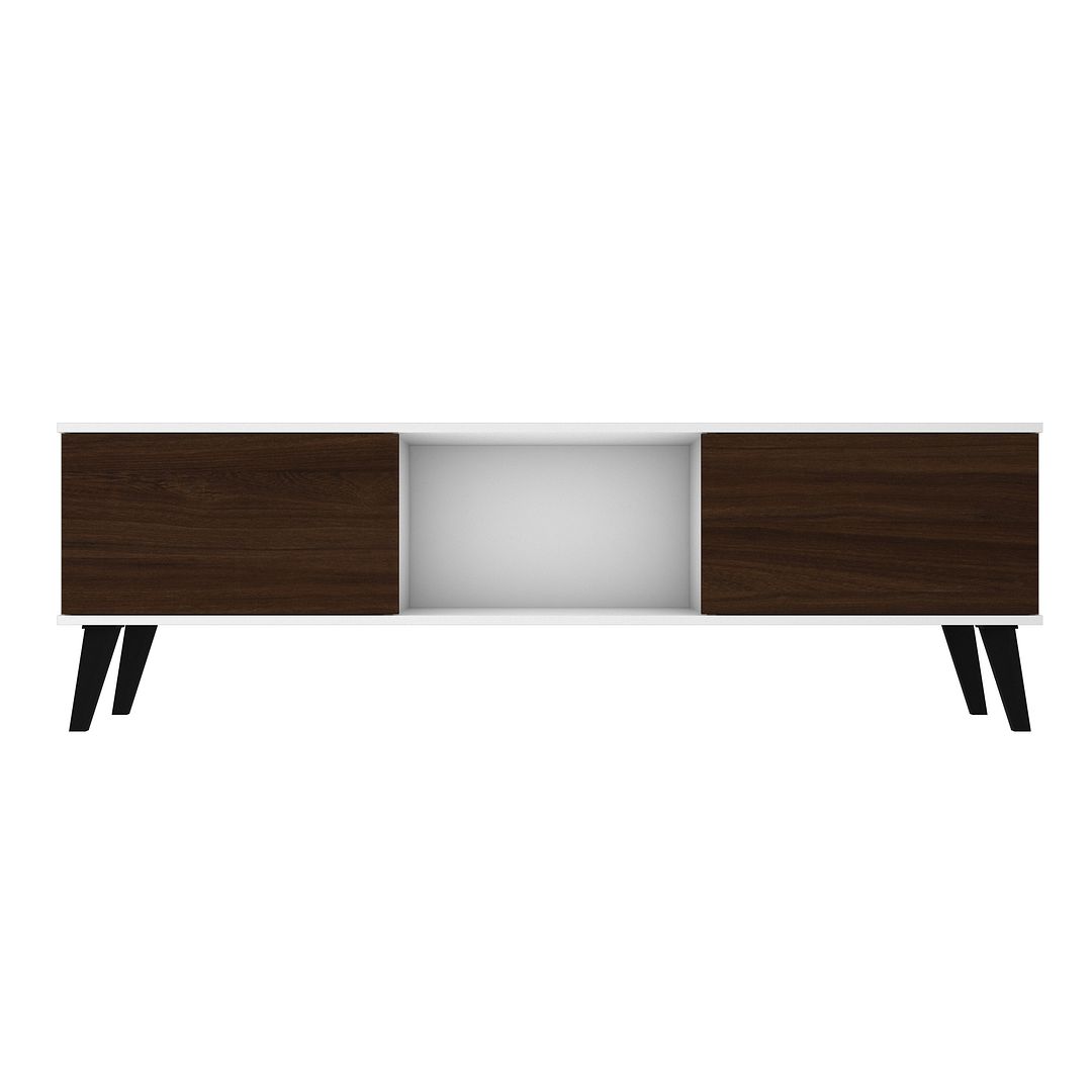 Manhattan Comfort Doyers White Nut Brown 62.20 Inch TV Stand