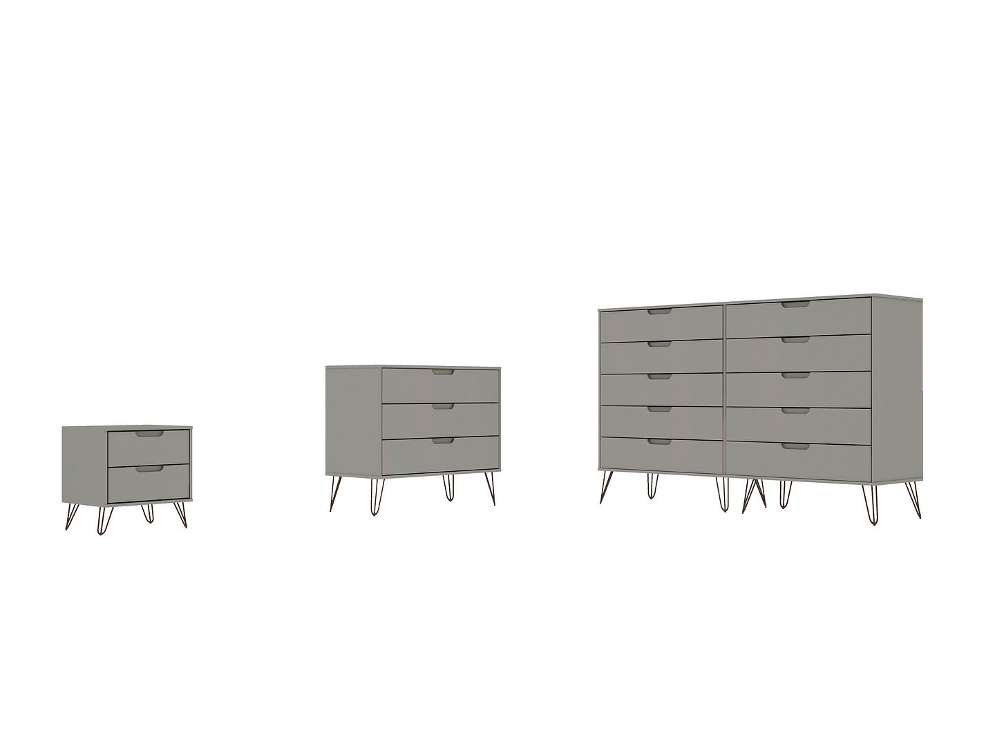 Manhattan Comfort Rockefeller Off White MDF 3pc Dresser and Nightstand Set