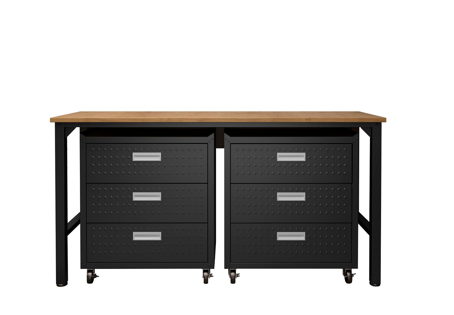 Manhattan Comfort Fortress Charcoal Grey 3pc Cabinet and 6.0 Work Table Set