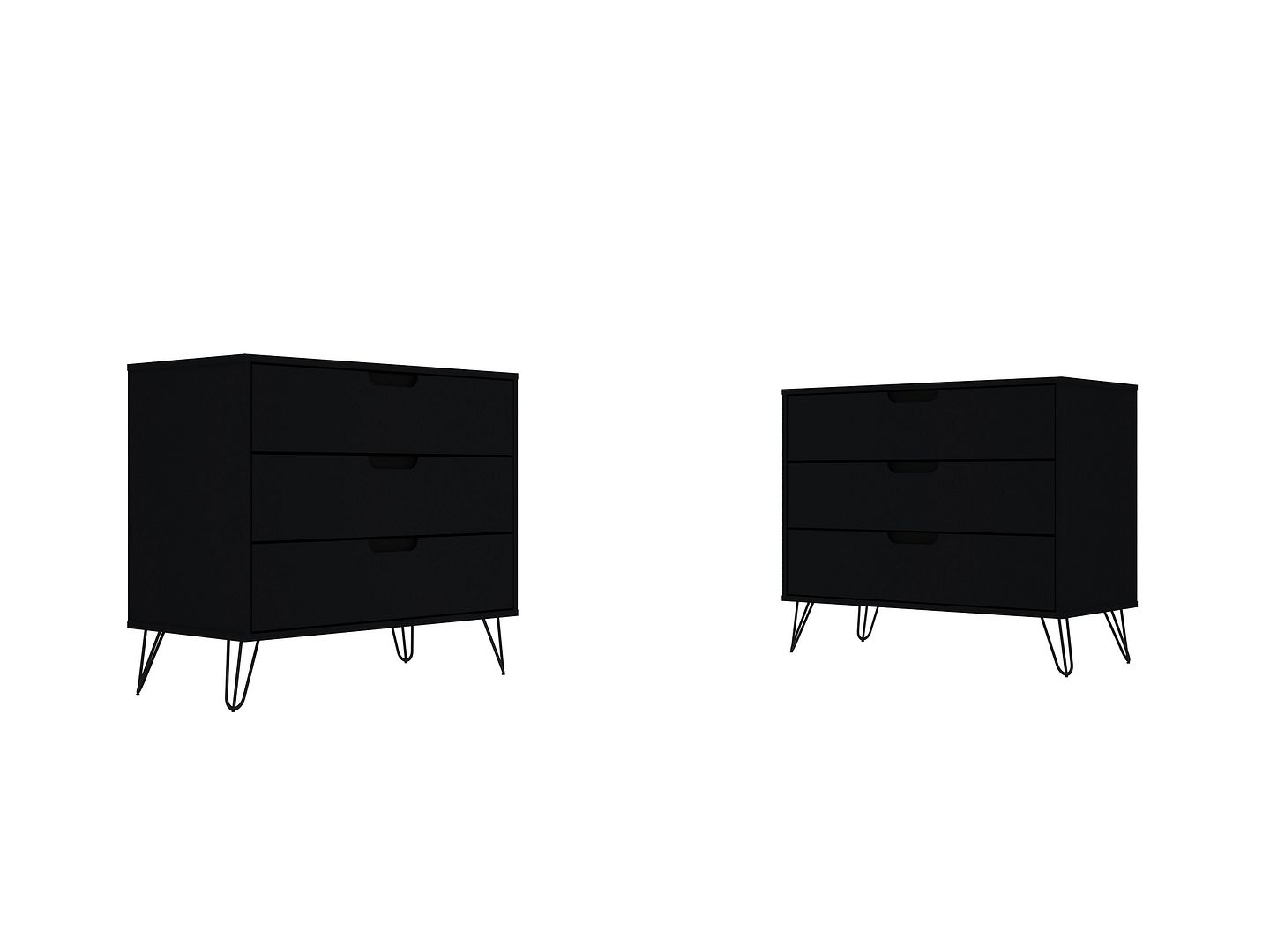 2 Manhattan Comfort Rockefeller Black 3 Drawers Dressers