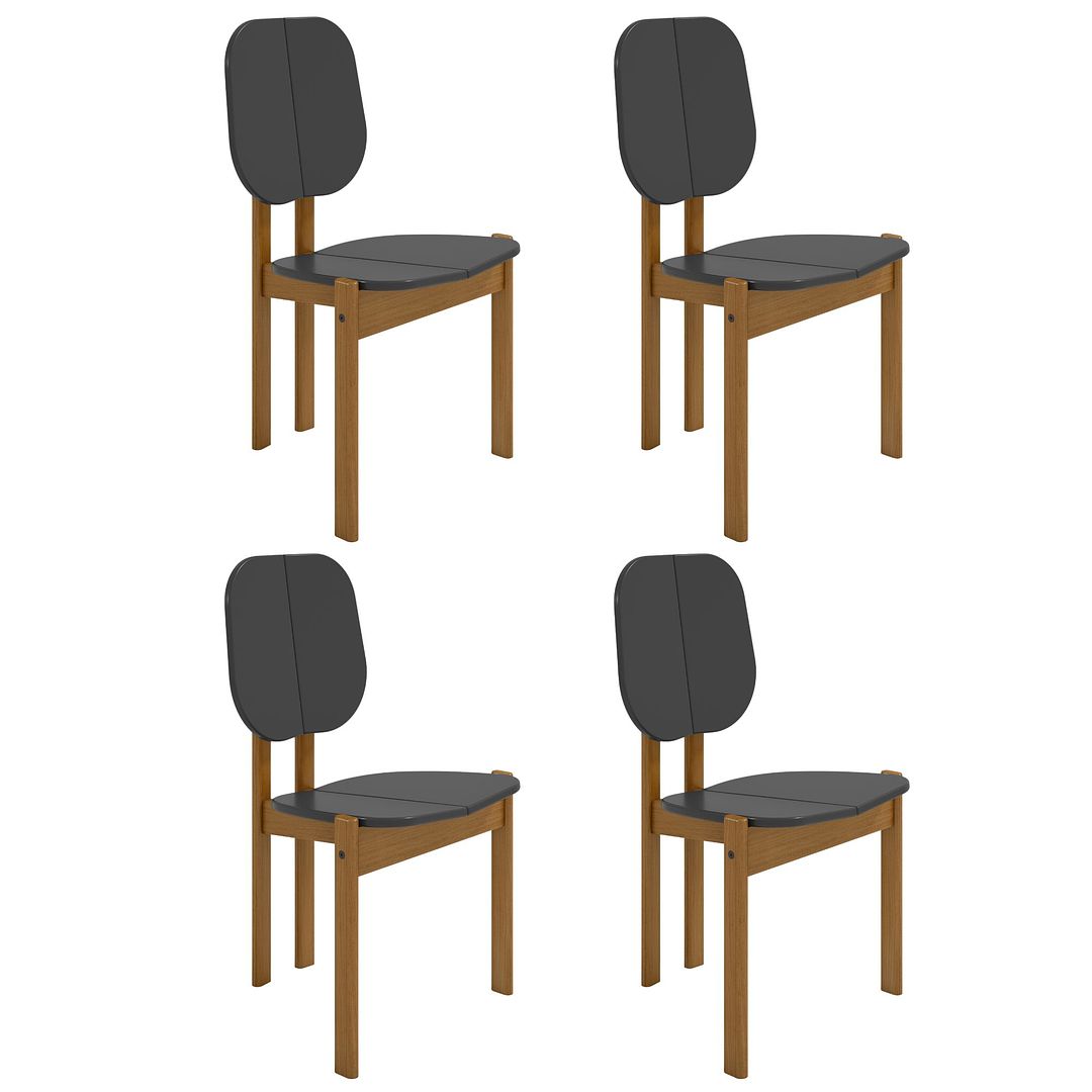 4 Manhattan Comfort Gales Matte Black Dining Chairs