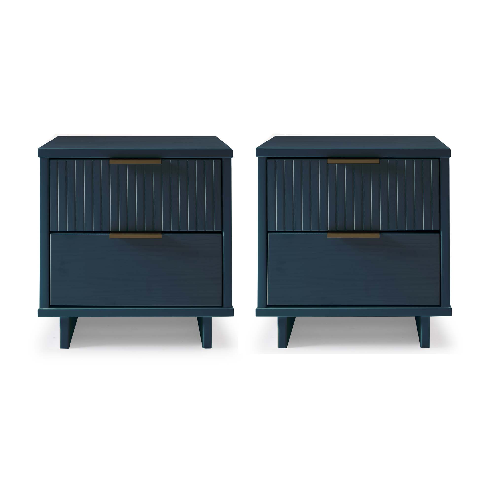 2 Manhattan Comfort Granville Midnight Blue Nightstands With 2 Drawer
