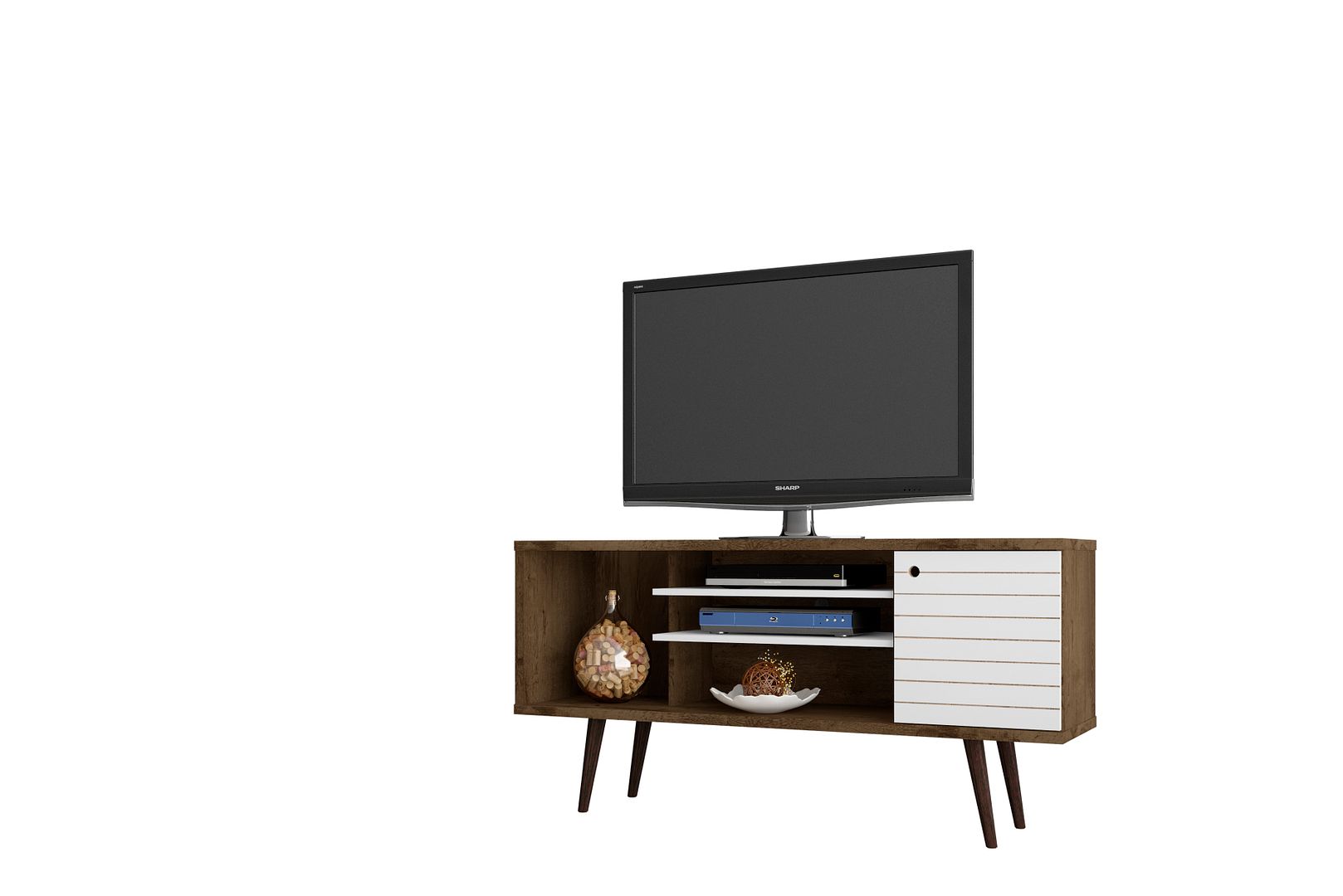 Manhattan Comfort Liberty Rustic Brown White 53.14 Inch TV Stand
