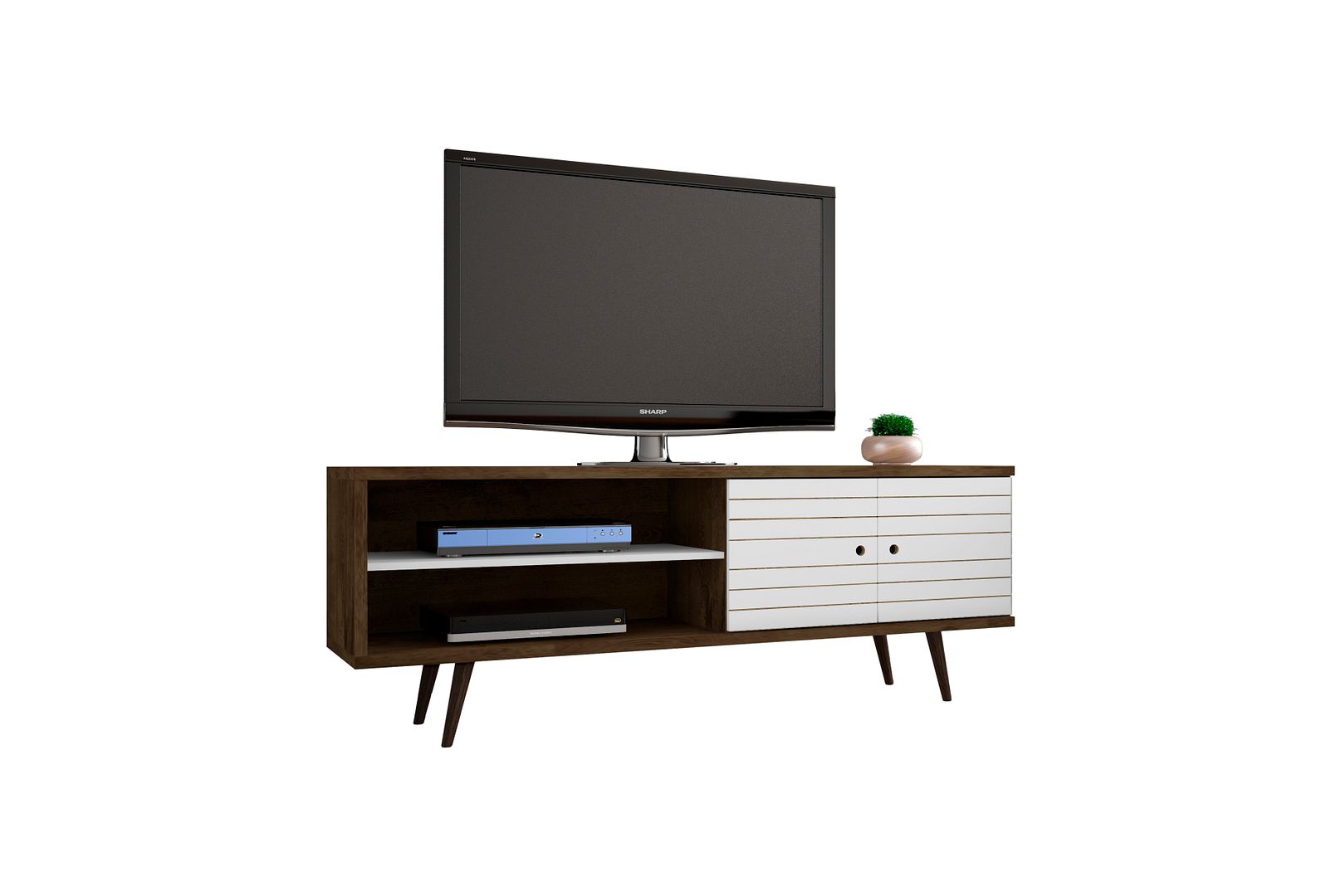 Manhattan Comfort Liberty Rustic Brown White 62.99 Inch TV Stand