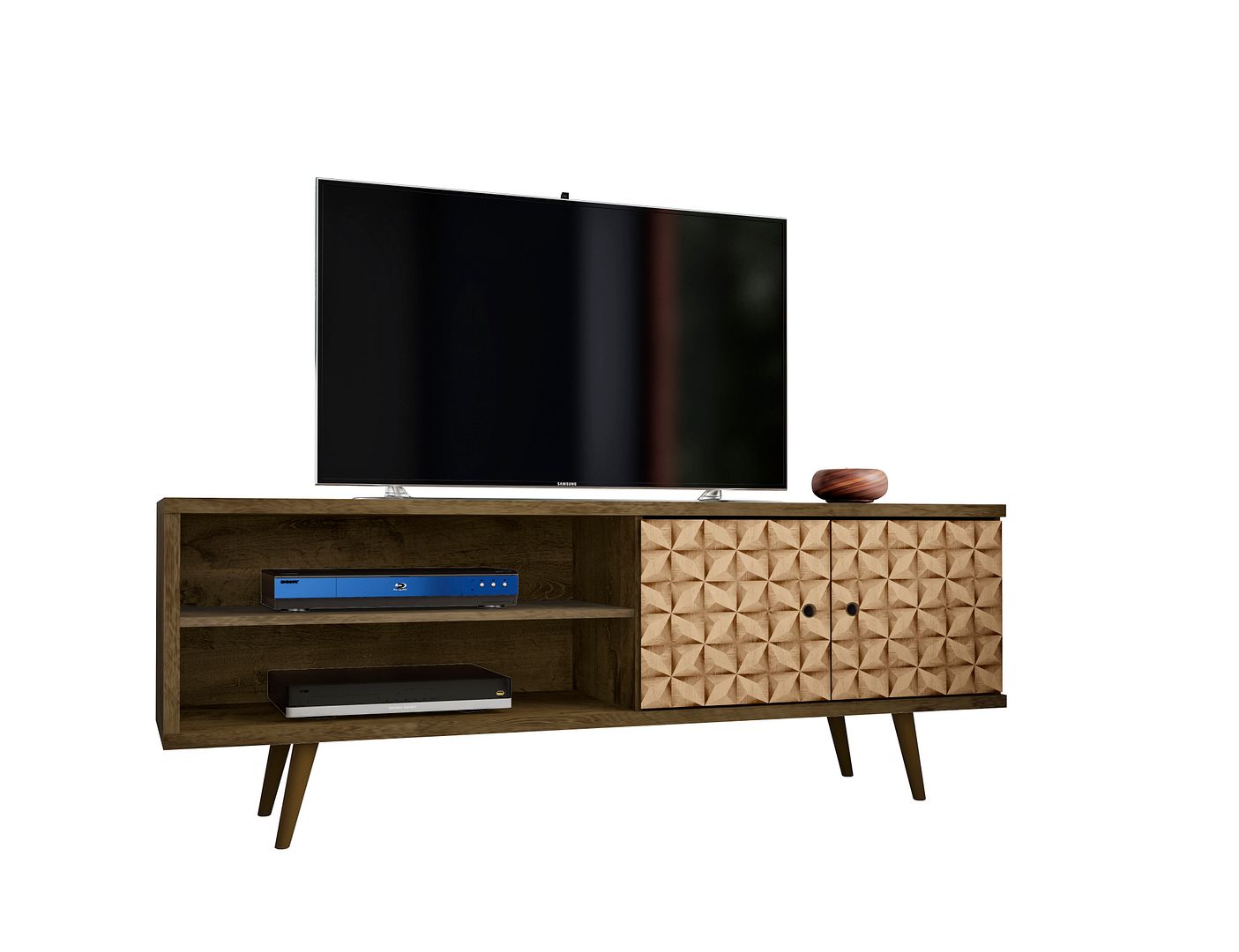 Manhattan Comfort Liberty Rustic Brown 62.99 Inch TV Stand With 3D Print