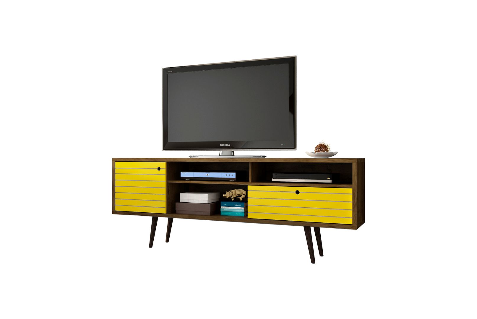 Manhattan Comfort Liberty Rustic Brown Yellow 70.86 Inch TV Stand MHC-202AMC94
