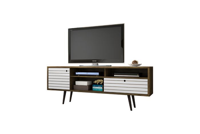 Manhattan Comfort Liberty Rustic Brown White 70.86 Inch TV Stand