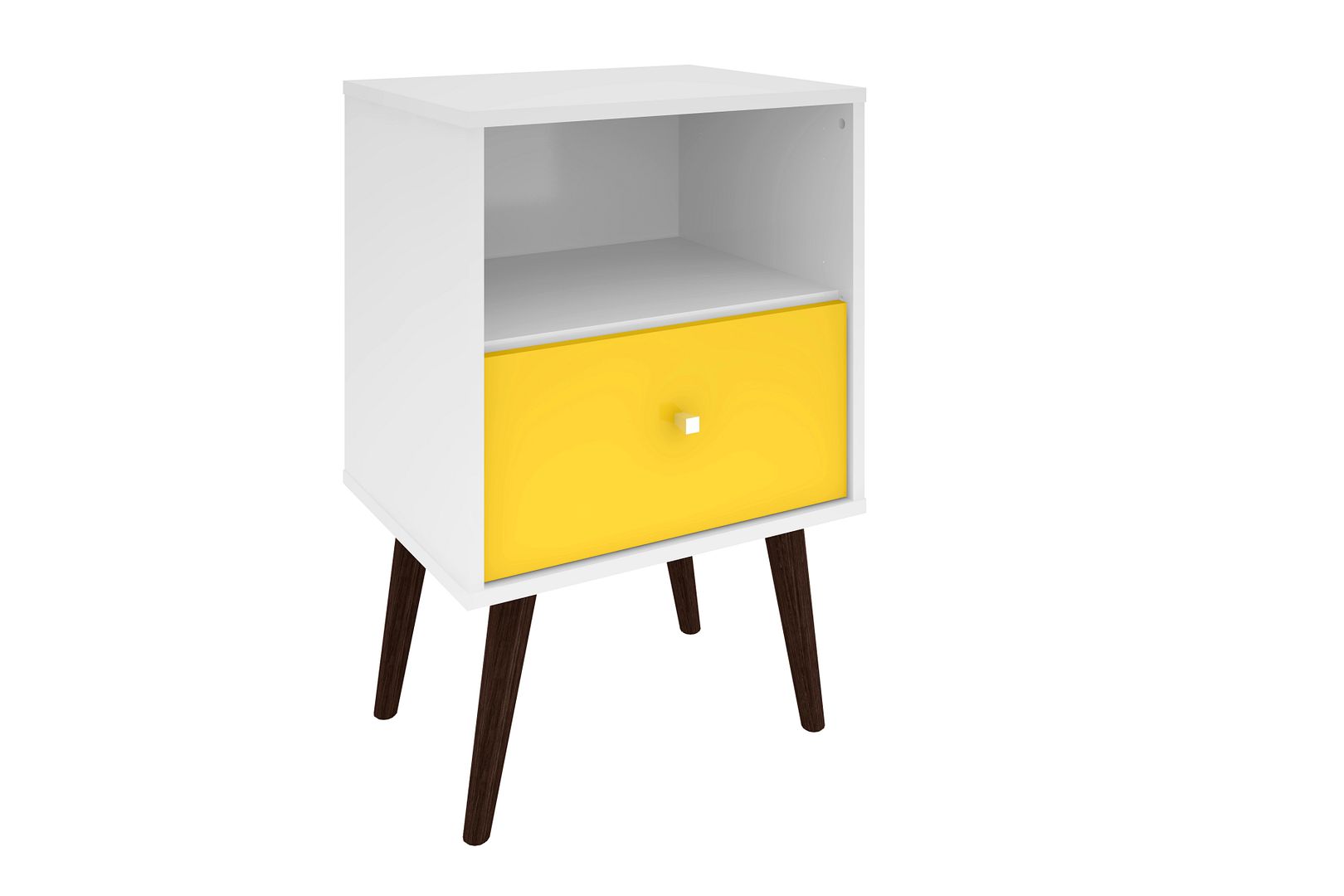 Manhattan Comfort Liberty White Yellow Night Stand 1.0