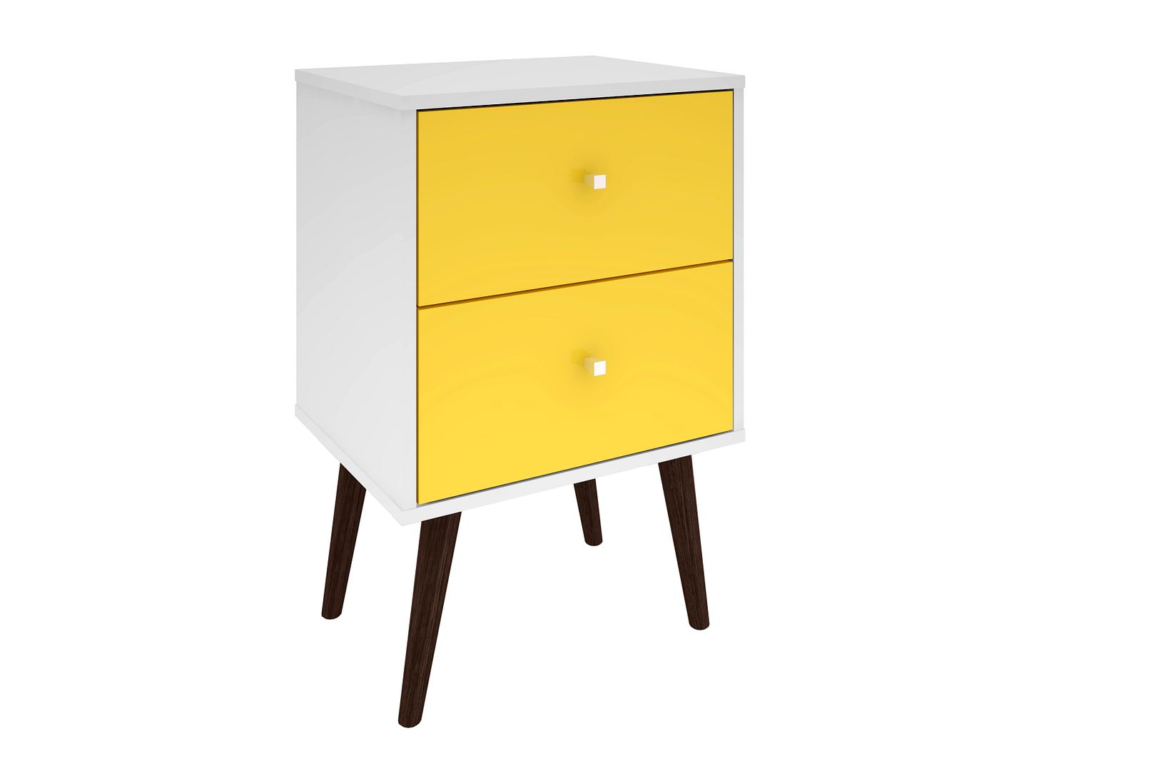 Manhattan Comfort Liberty White Yellow Night Stand 2.0
