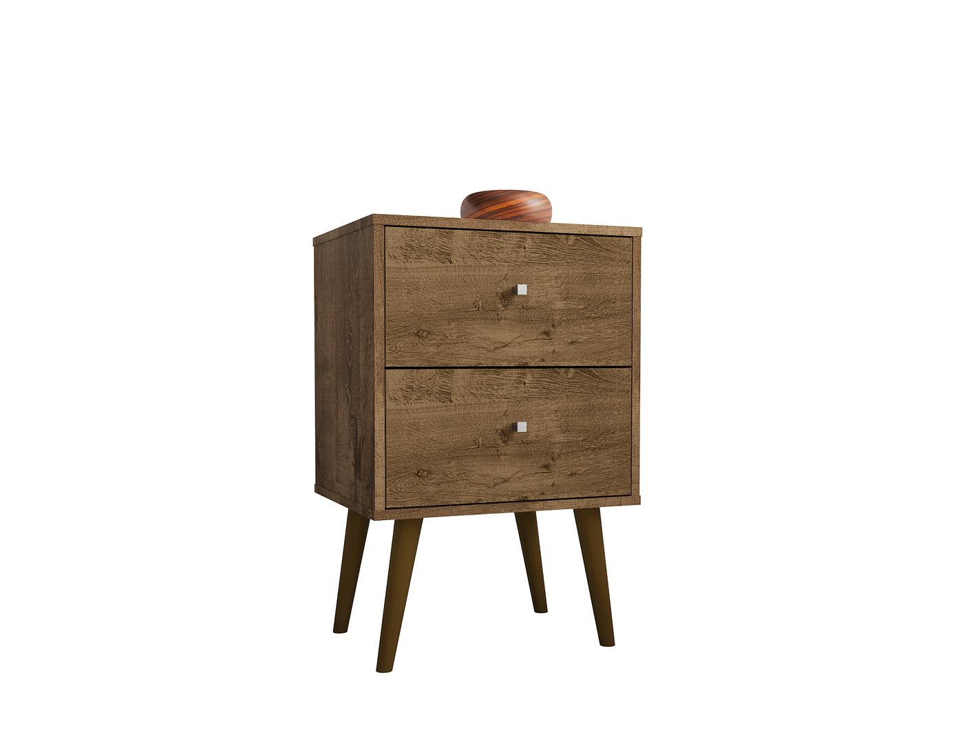 Manhattan Comfort Liberty Rustic Brown 2 Drawers Night Stand 2.0