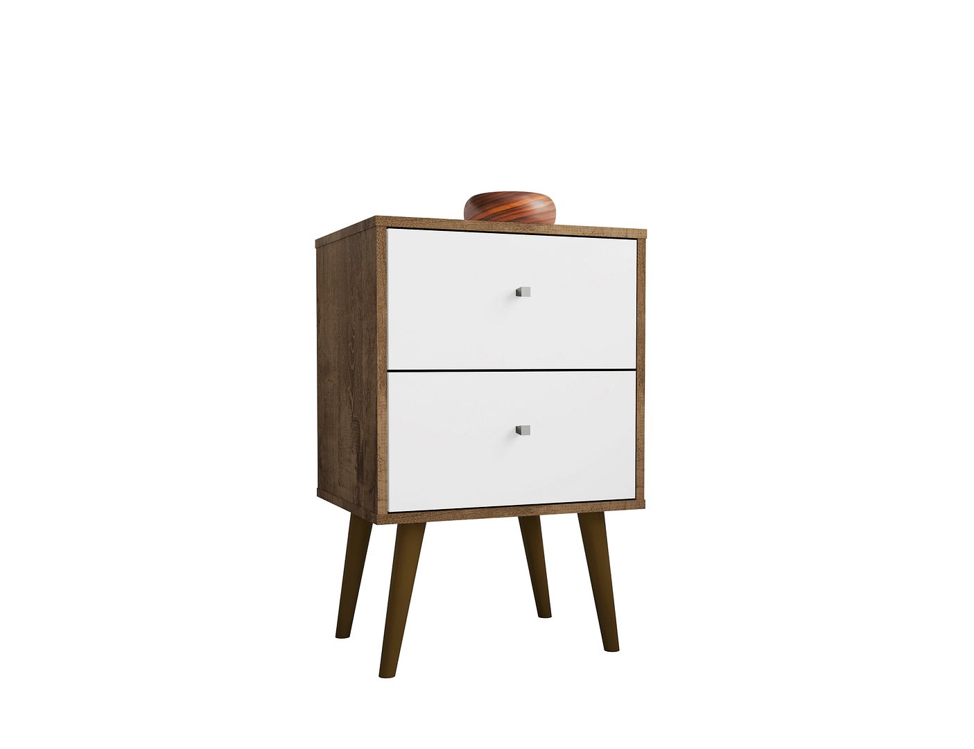 Manhattan Comfort Liberty Rustic Brown White Night Stand 2.0