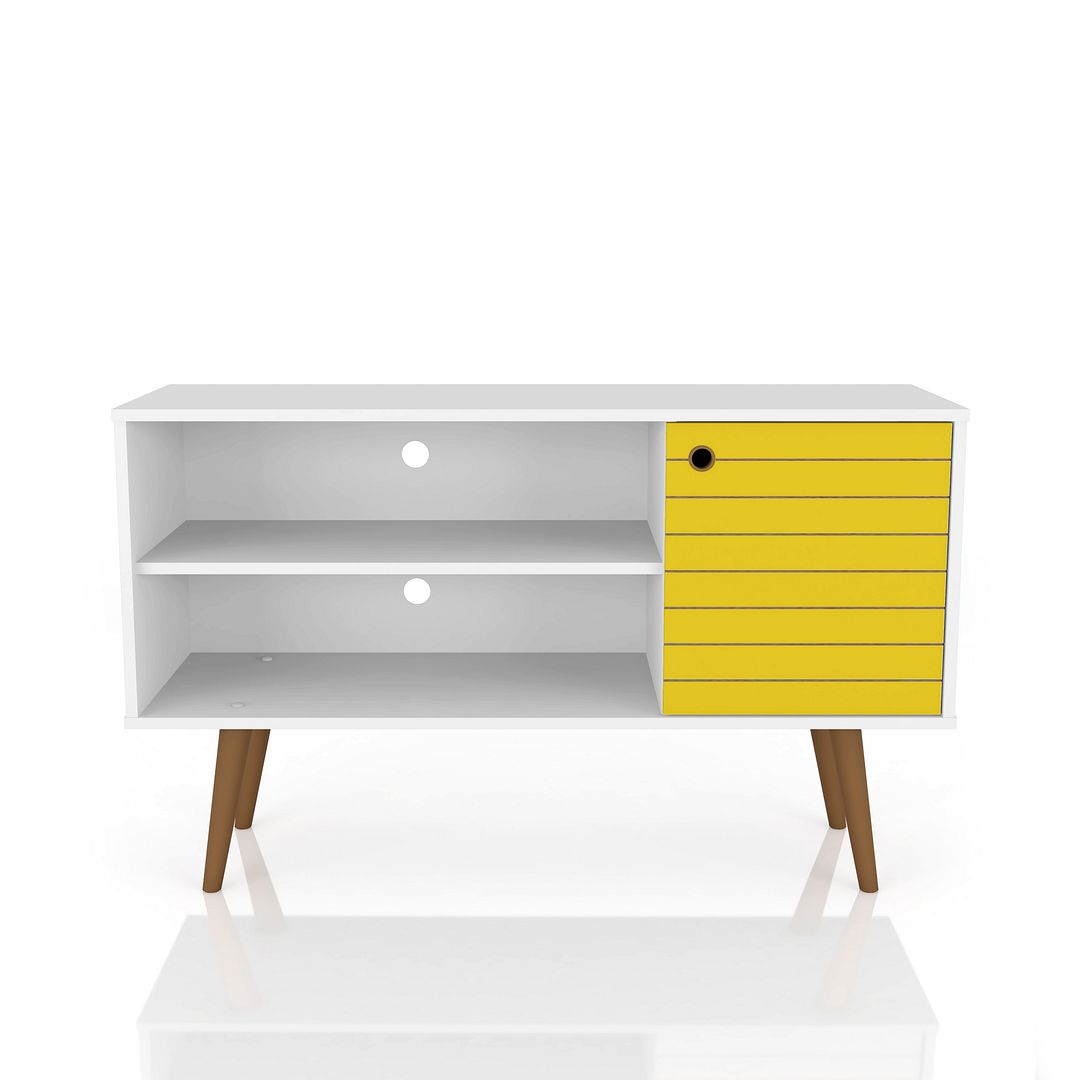 Manhattan Comfort Liberty White Yellow 42.52 Inch TV Stand