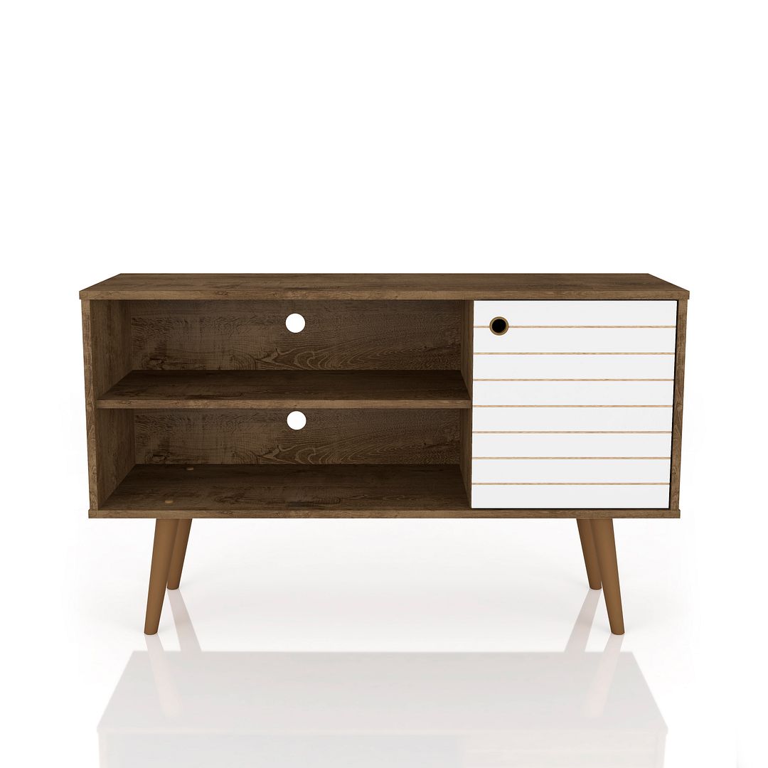 Manhattan Comfort Liberty Rustic Brown White 42.52 Inch TV Stand