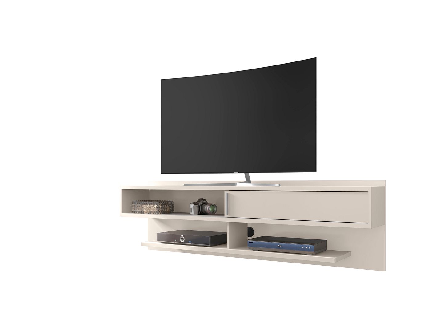 Manhattan Comfort Astor Off White 70.86 Inch Floating Entertainment Center ...