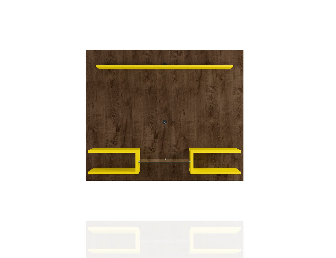 Manhattan Comfort Plaza Rustic Brown Yellow 64.25 Inch Floating Wall Entert...