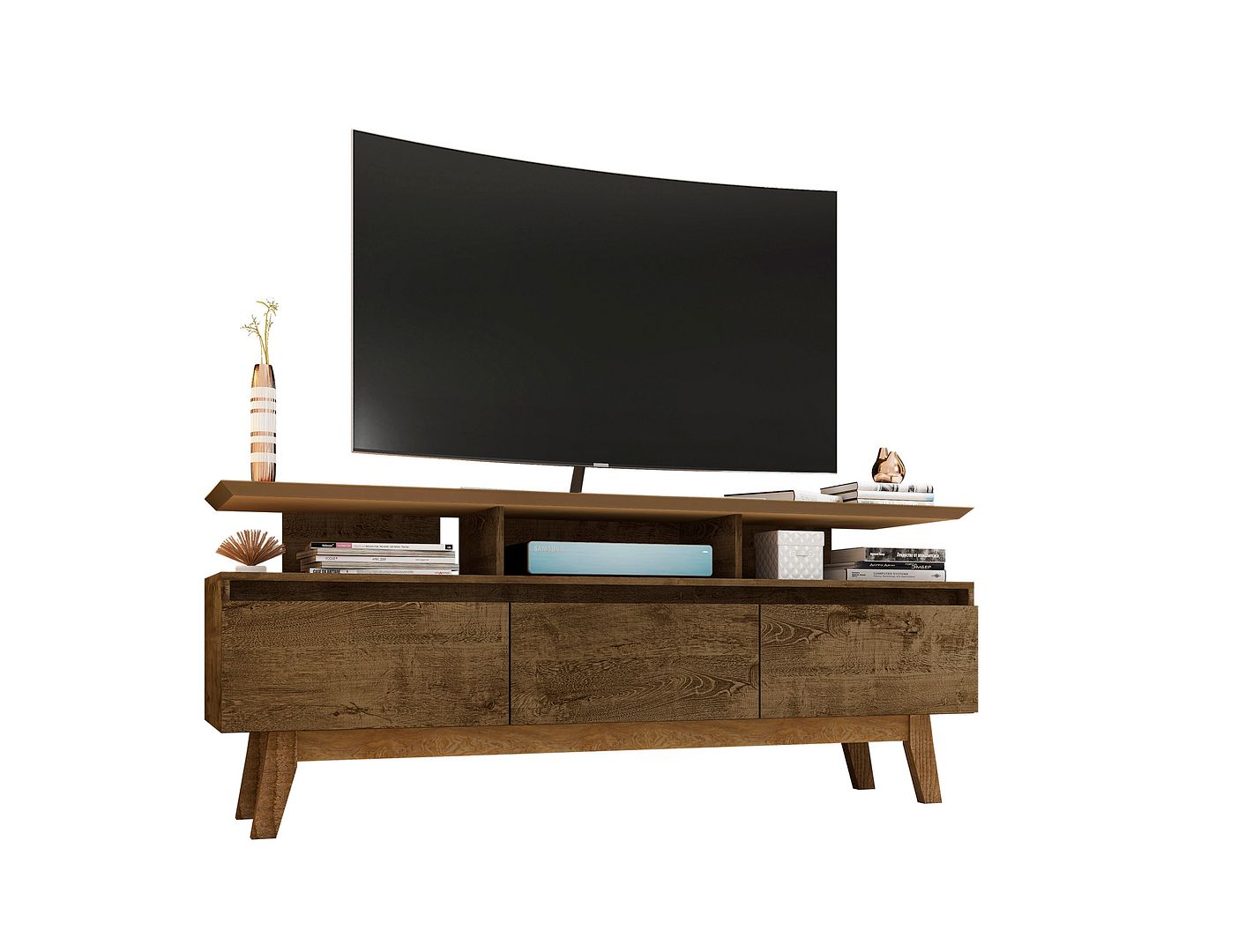 Manhattan Comfort Yonkers Rustic Brown 62.99 Inch TV Stand