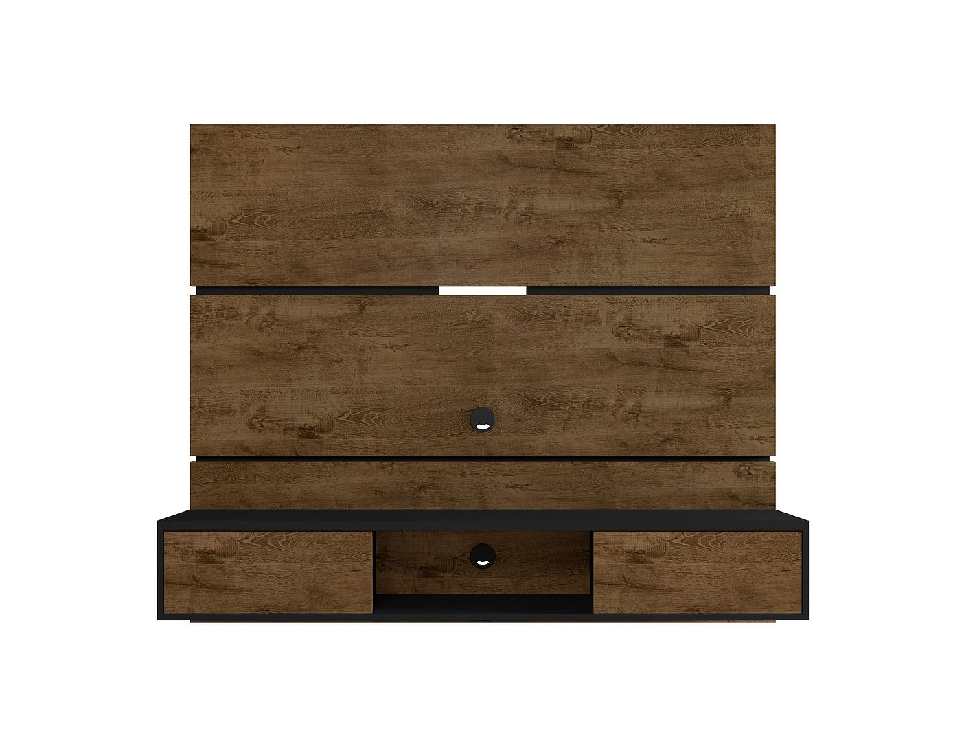 Manhattan Comfort Vernon Rustic Brown Black 62.99 Inch Floating Wall Entert...