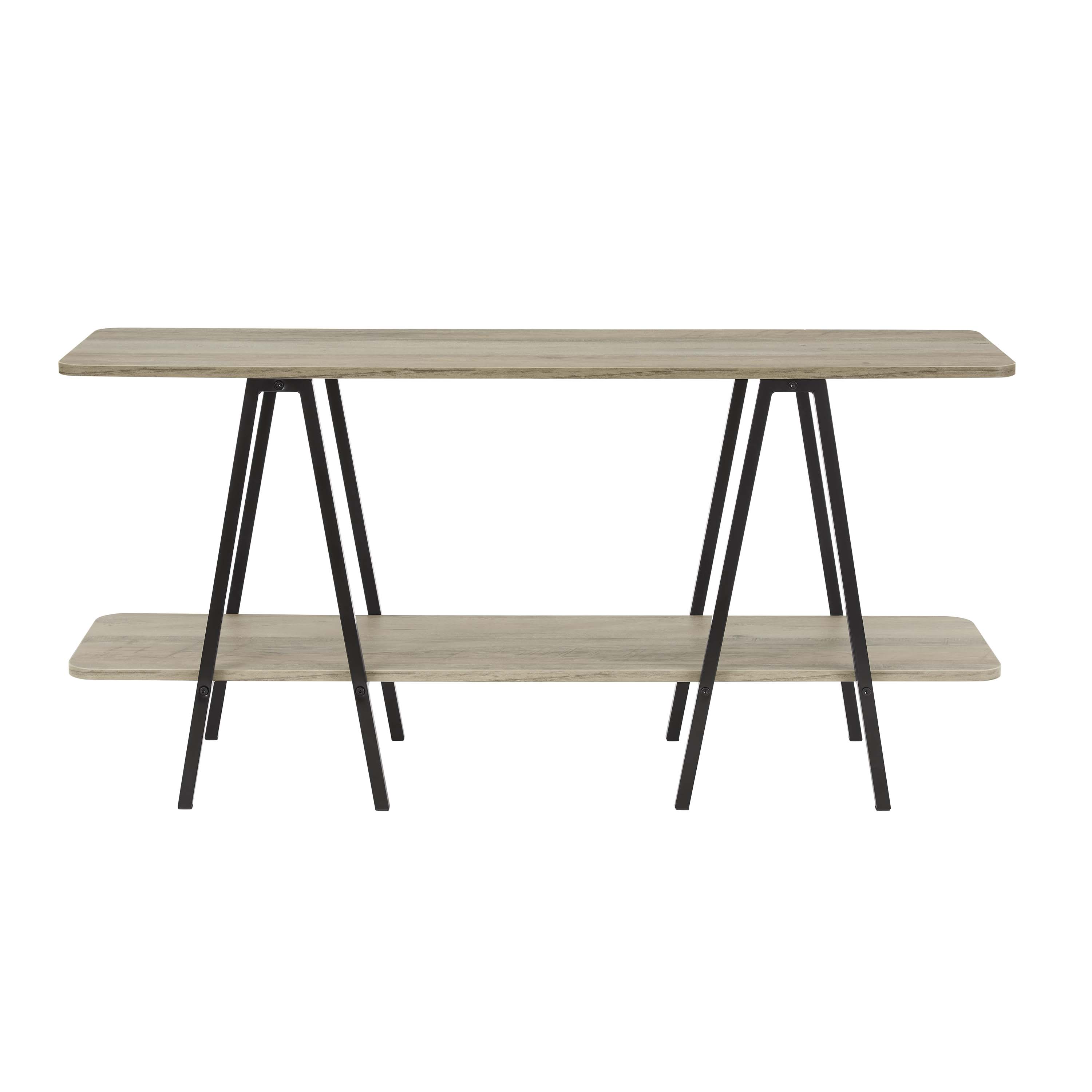 Manhattan Comfort Celine Rustic Grey 47.24 Inch Console Table with 2 Shelve...