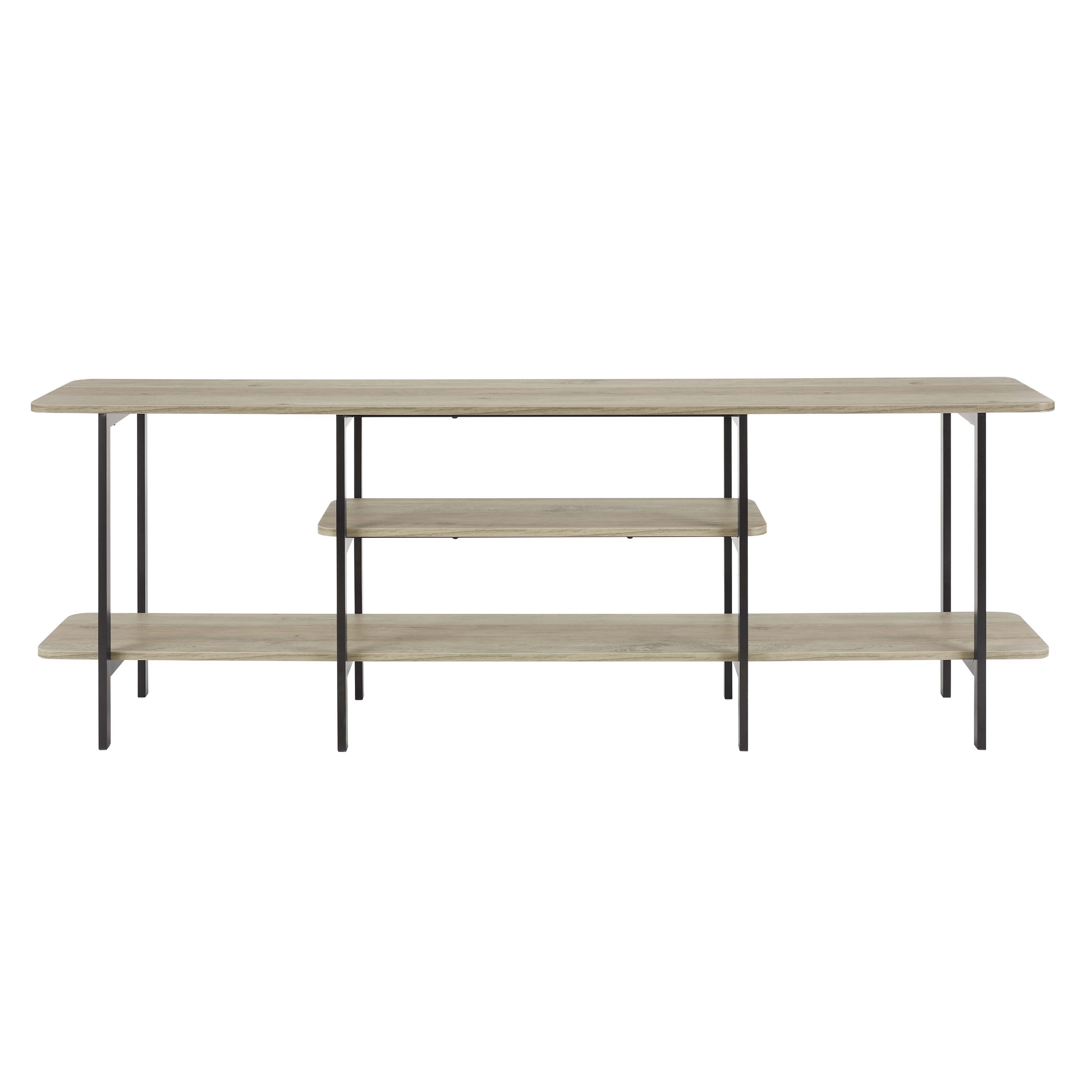 Manhattan Comfort Celine Rustic Grey 70.86 Inch Console Table with 3 Shelve...