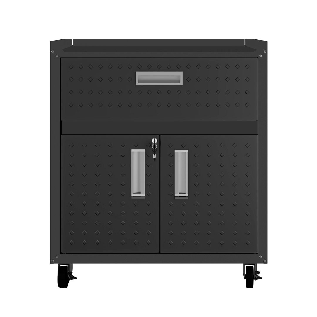 Manhattan Comfort Fortress Charcoal Grey 31.5 Inch Garage Mobile Cabinet wi...
