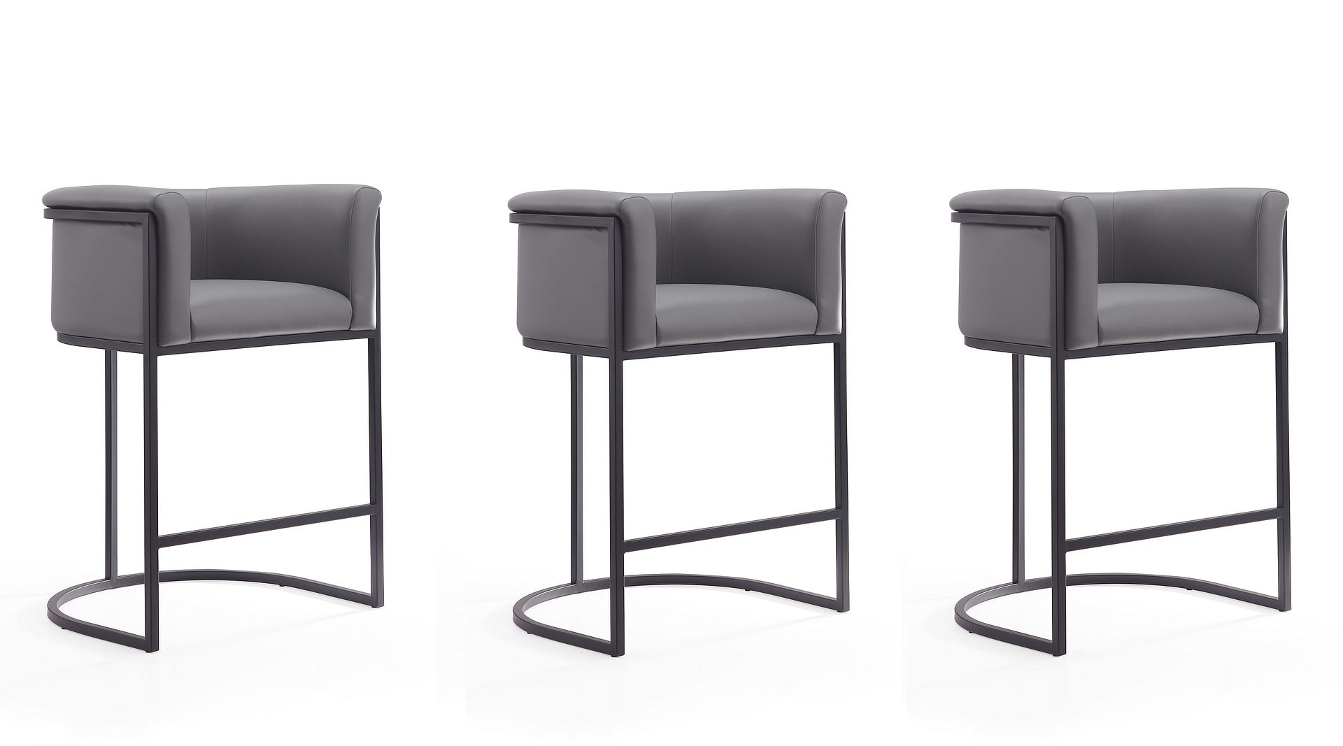3 Manhattan Comfort Cosmopolitan Grey 33.8 Inch Counter Height Stools