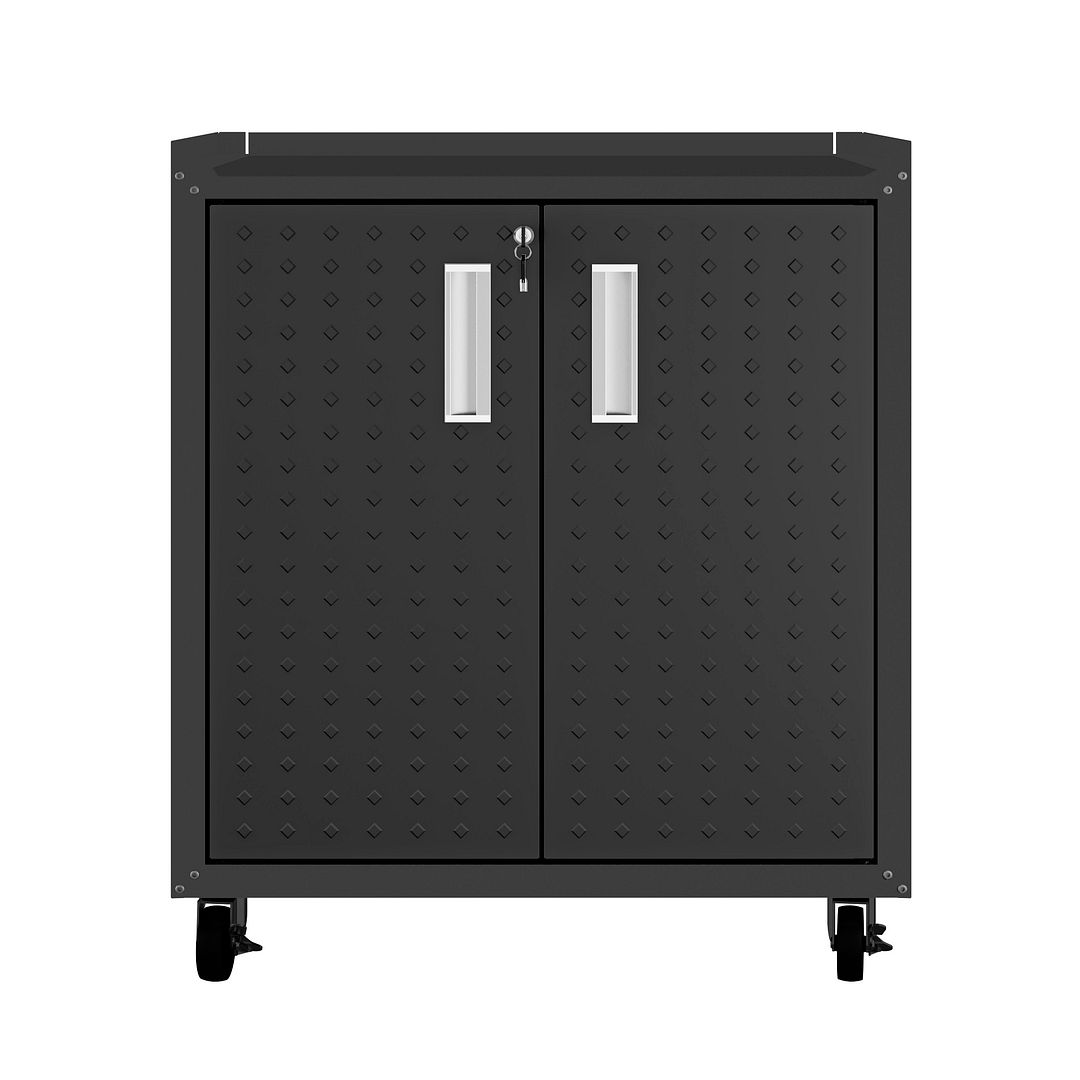 Manhattan Comfort Fortress Charcoal Grey 31.5 Inch 2 Shelves Mobile Garage ...